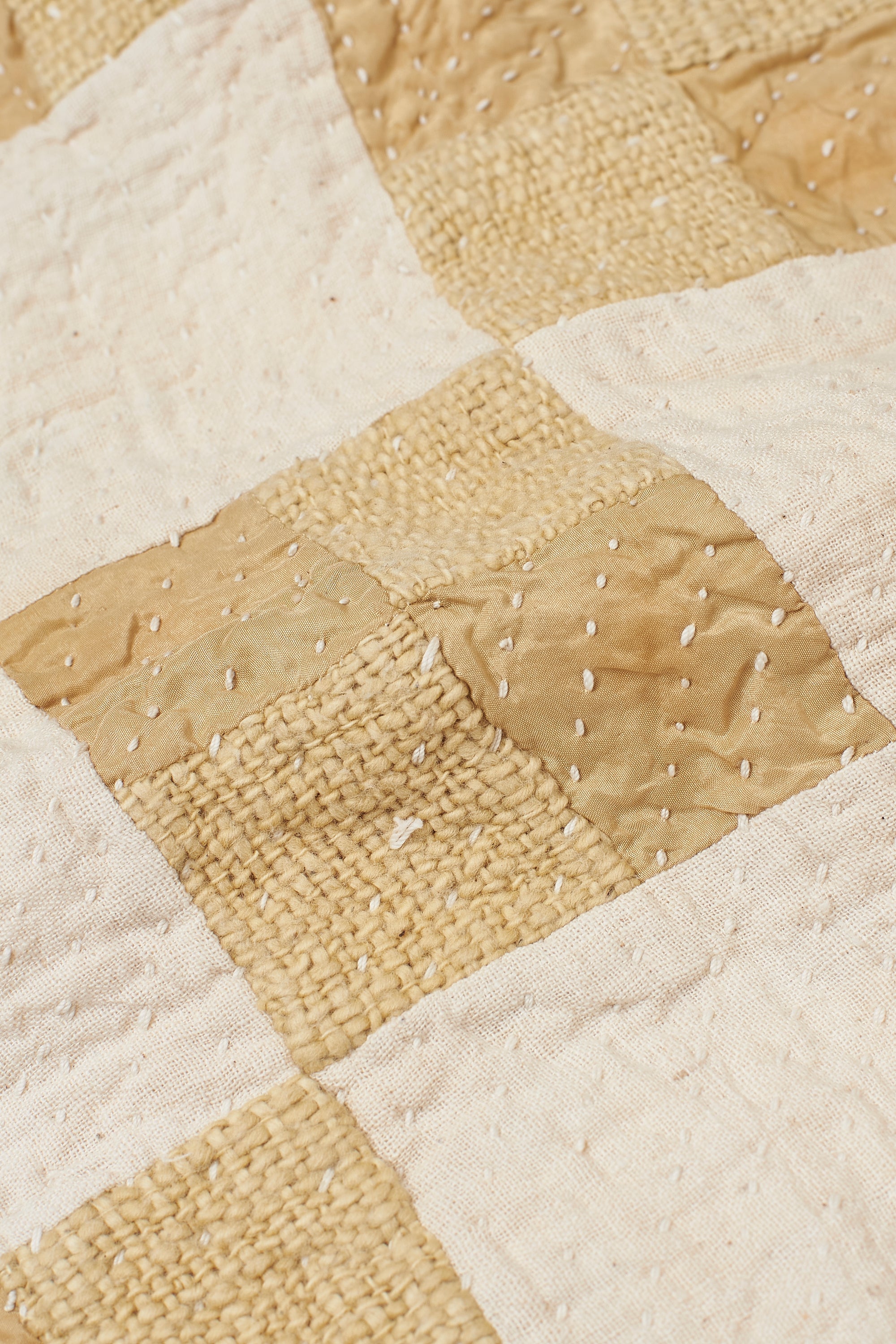 Fabric close-up with patchwork and kantha work