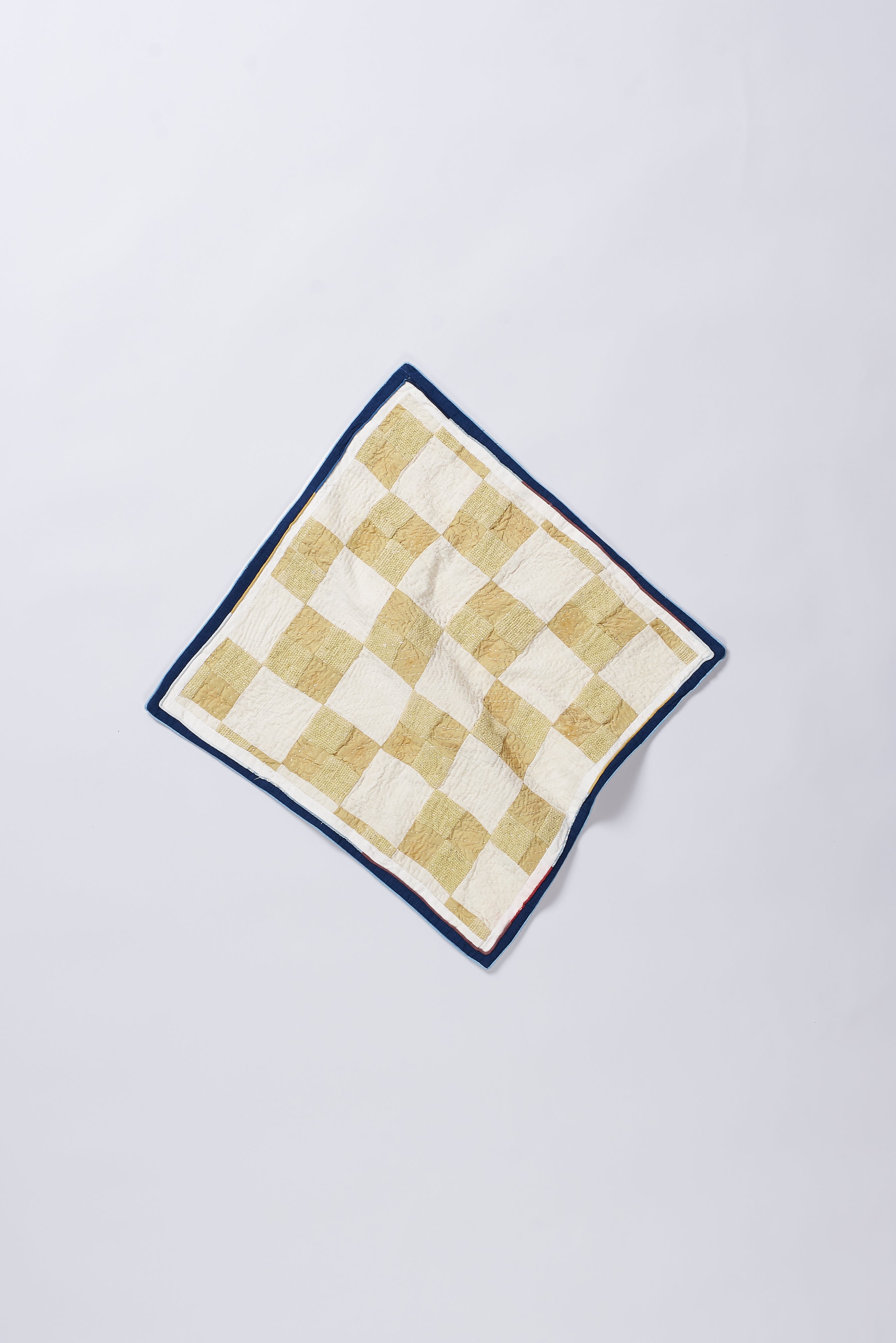 Ecru patchwork kantha cushion