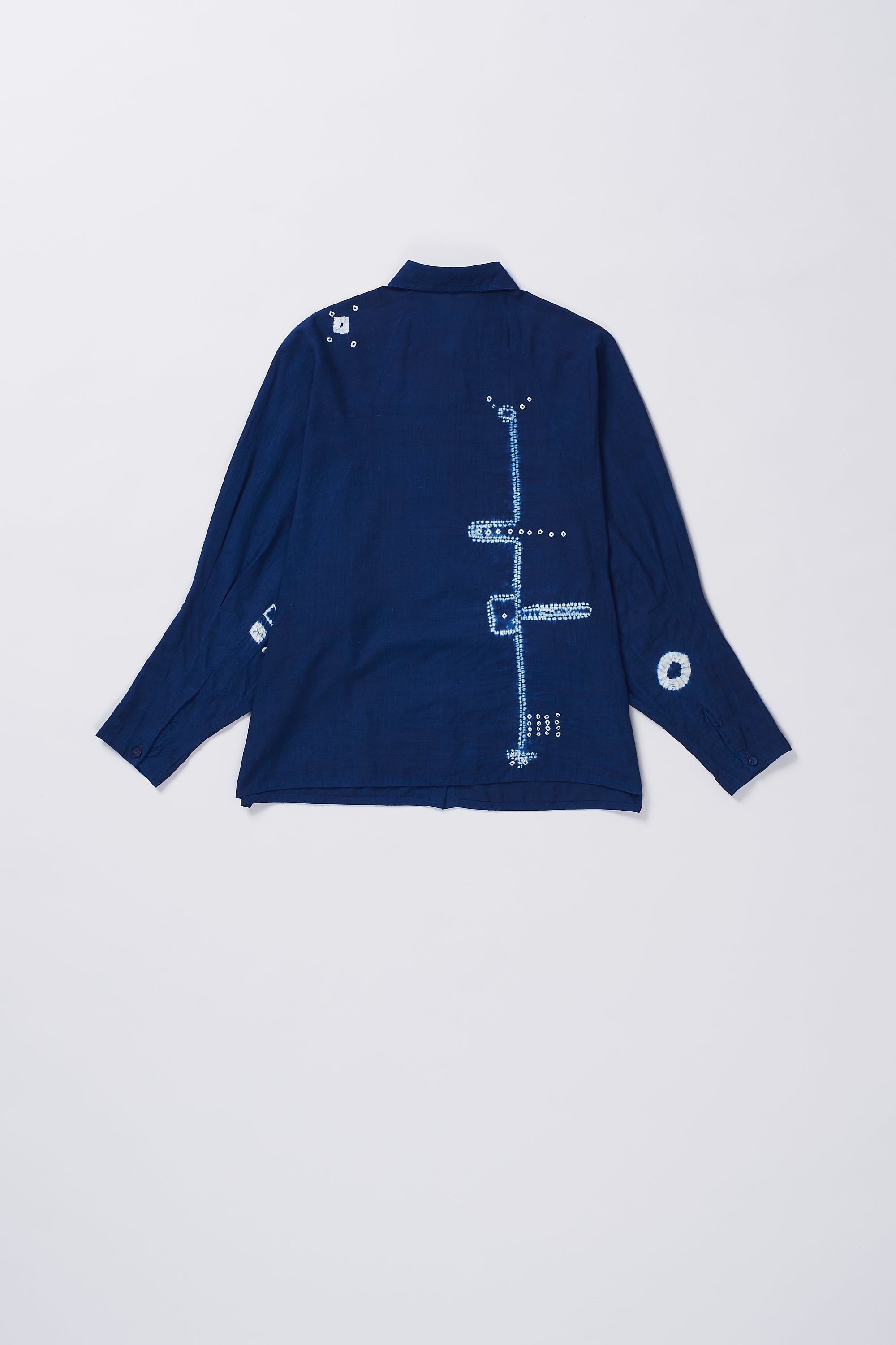 Back image of indigo shirt