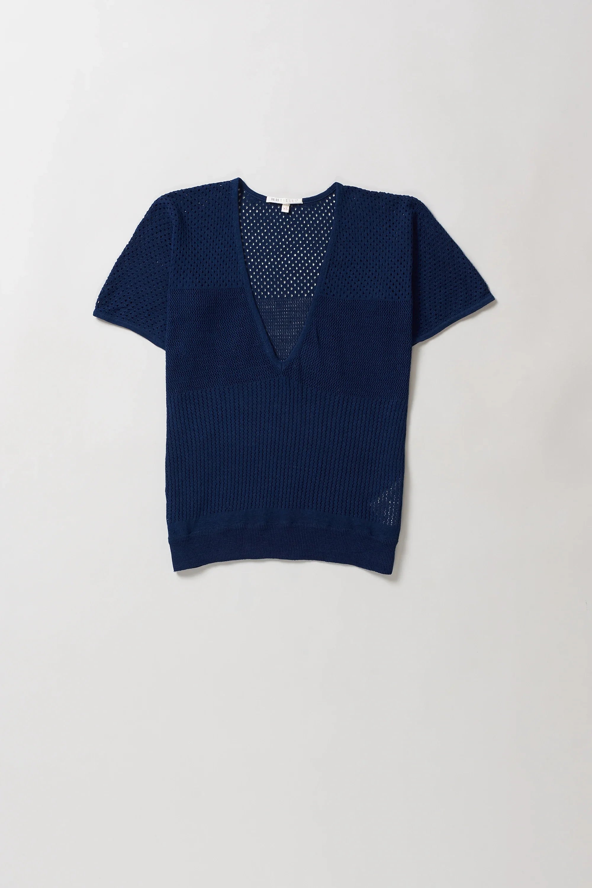 Blue short-sleeve t-shirt on a light grey background
