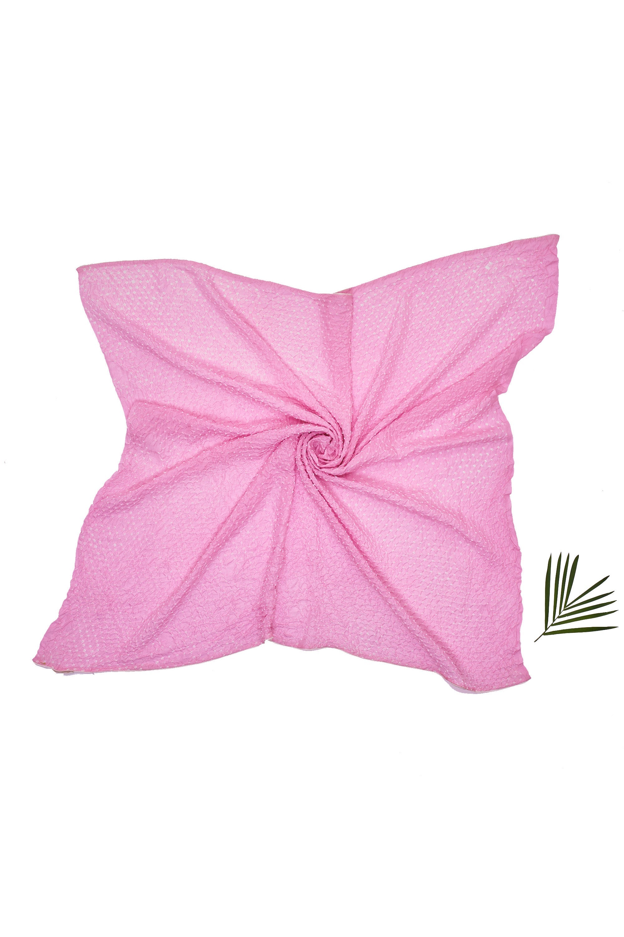 LIGHT PINK SILK WITH BANDHANI SCARF