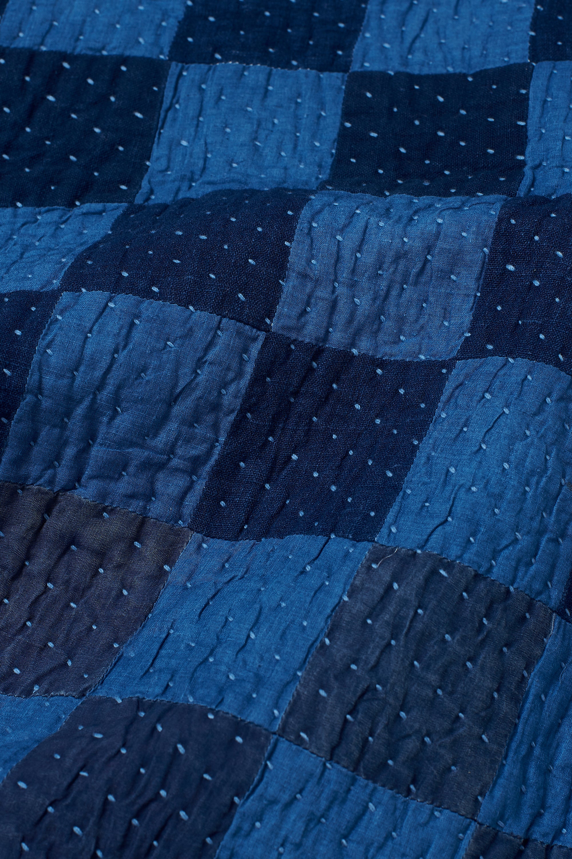 Fabric close-up with patchwork and kantha work