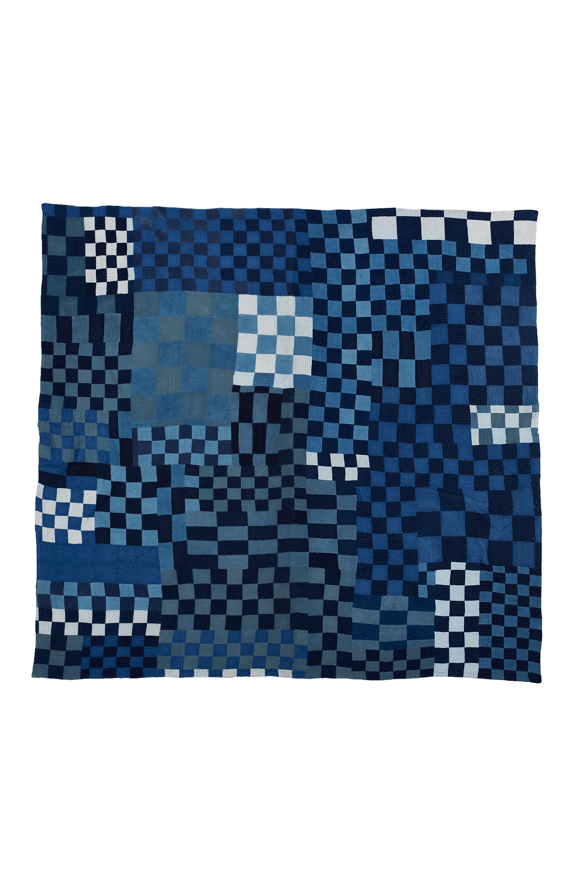 Patchwork indigo quilt
