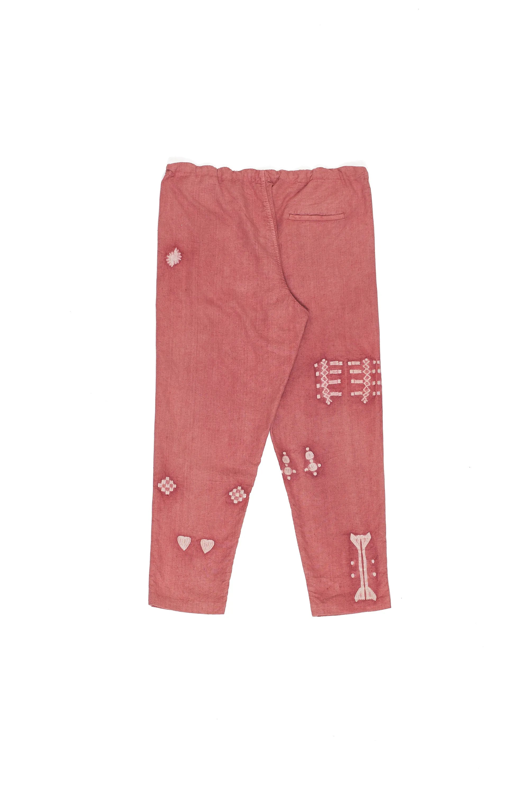 Shibori Fine Cotton Drawstring Pants in Chalk Pink