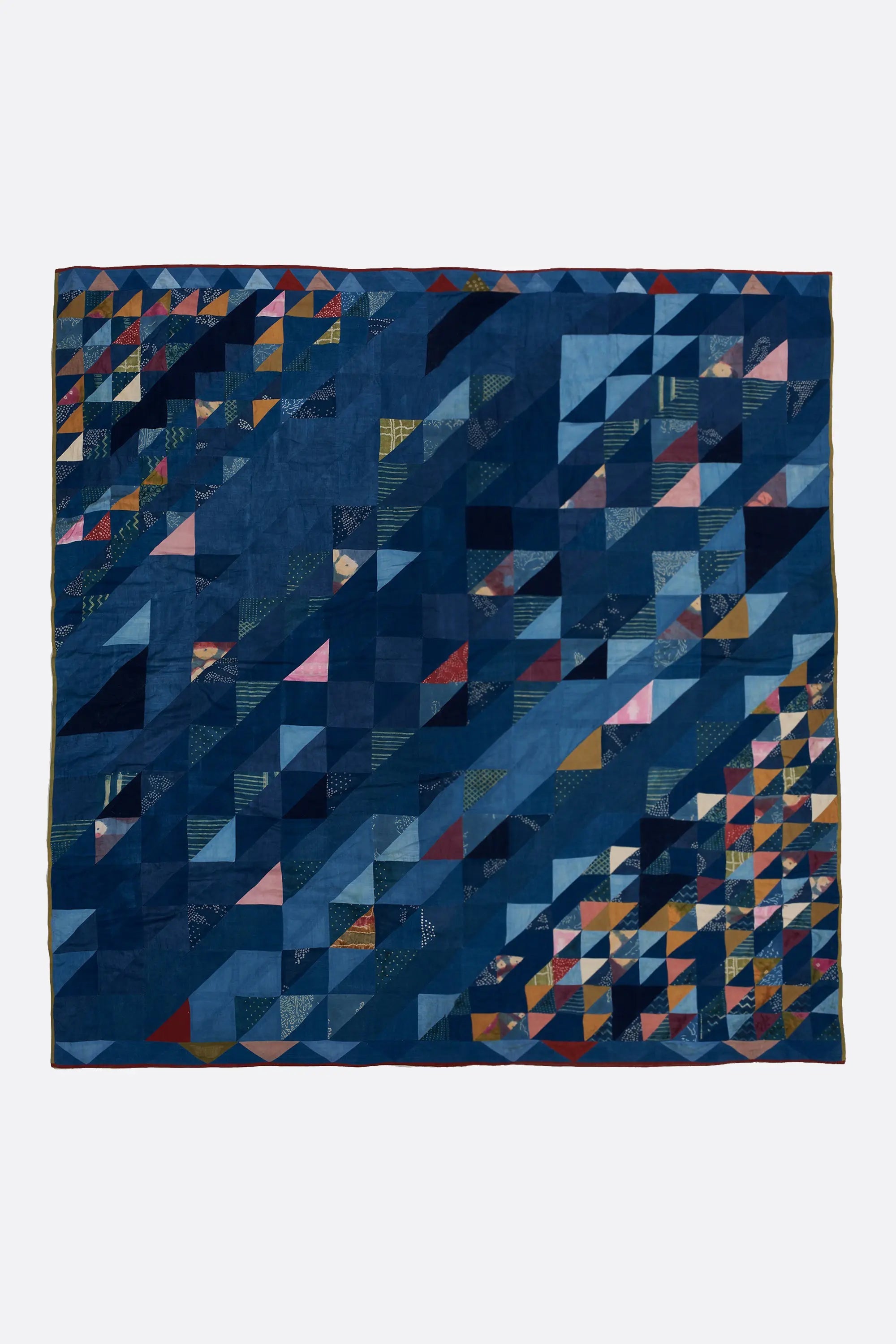 Patchwork quilt in shades of indigo