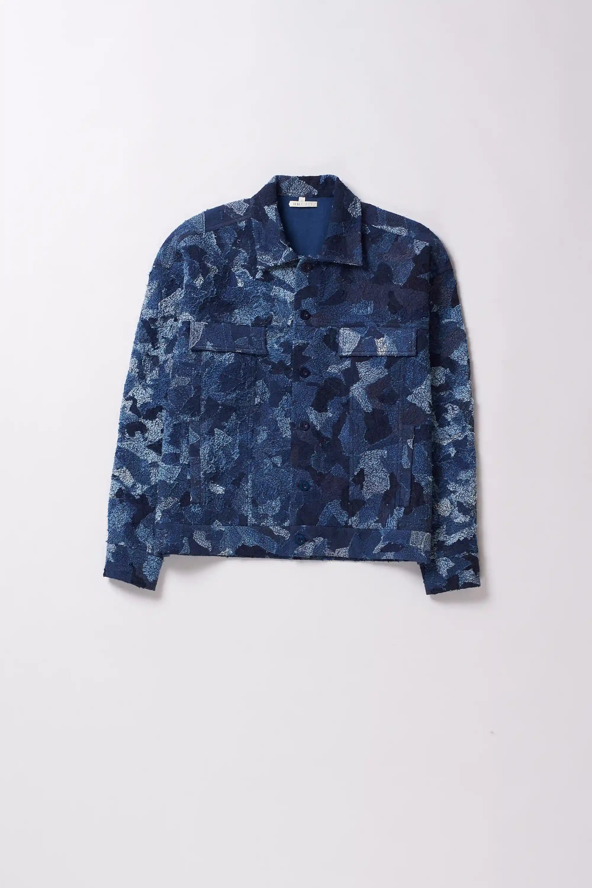 Indigo denim patchwork jacket