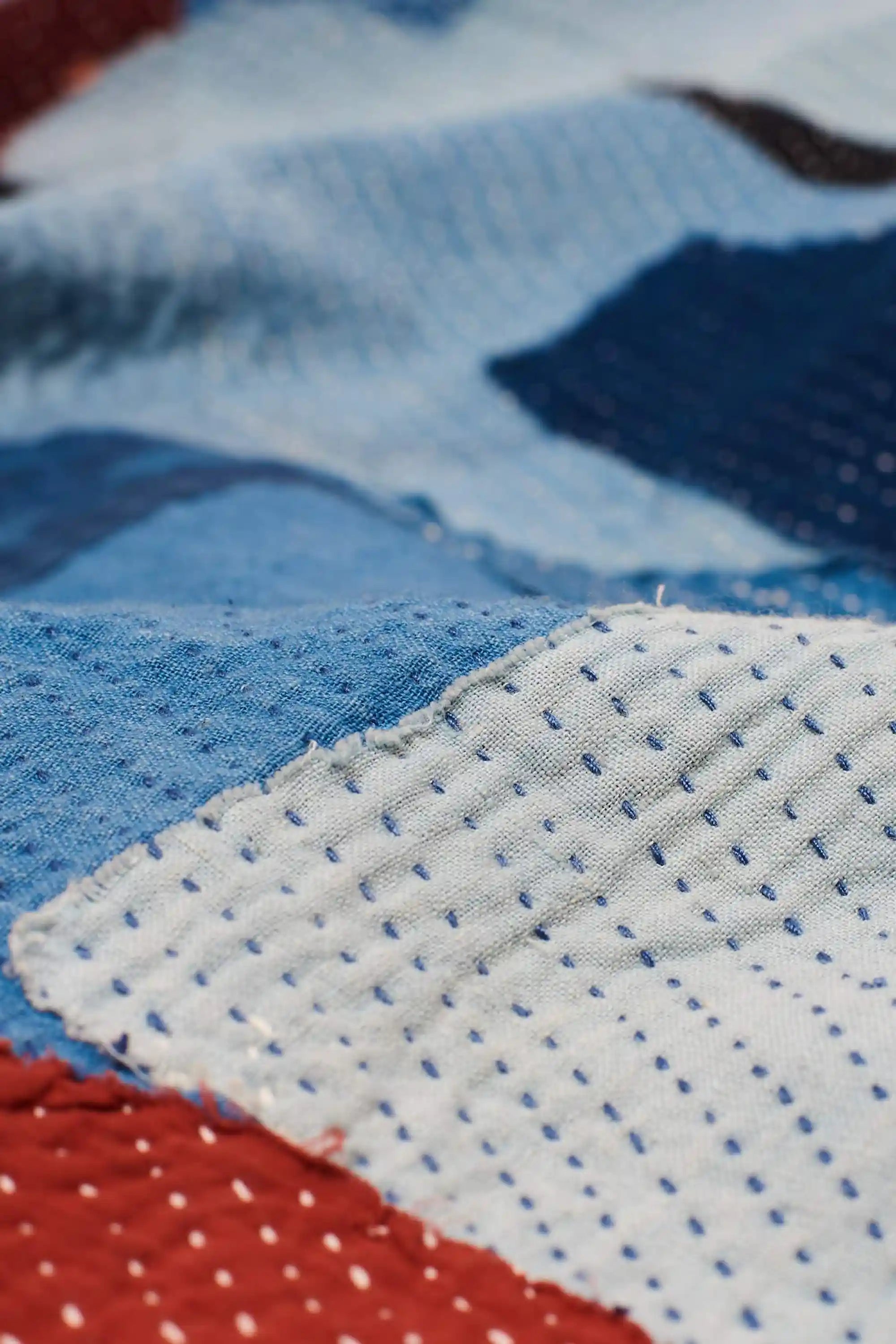 Fabric close-up with kantha work