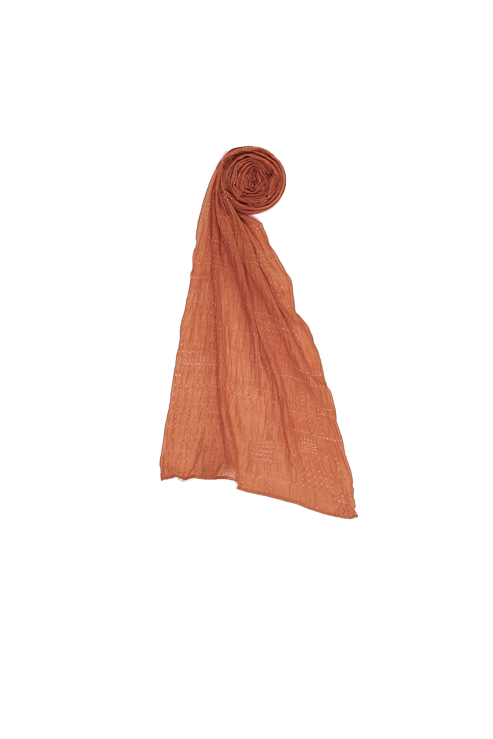 SUNSET ORANGE COTTON WITH BANDHANI SCARF