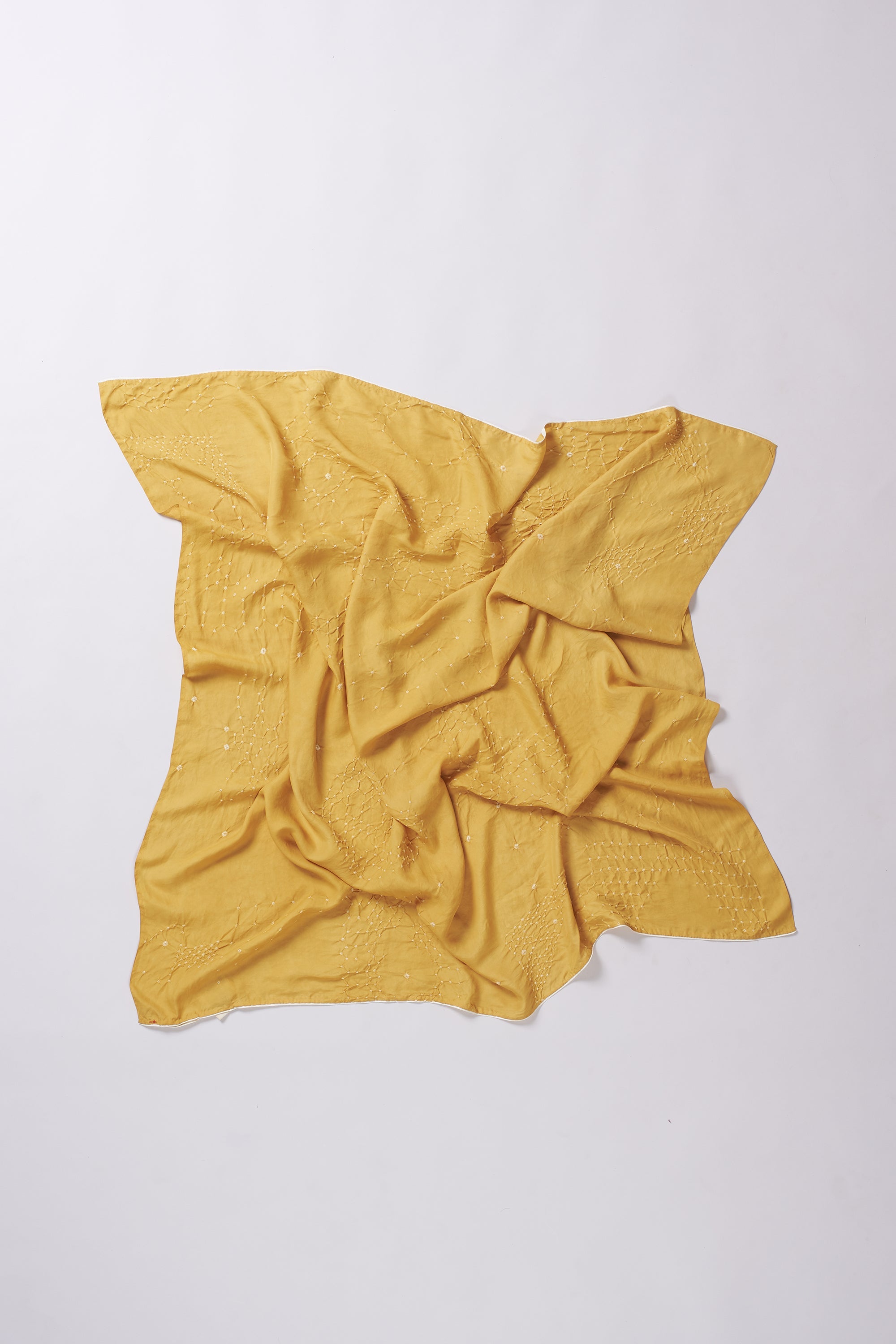 OCHRE YELLOW SILK WITH BANDHANI SCARF