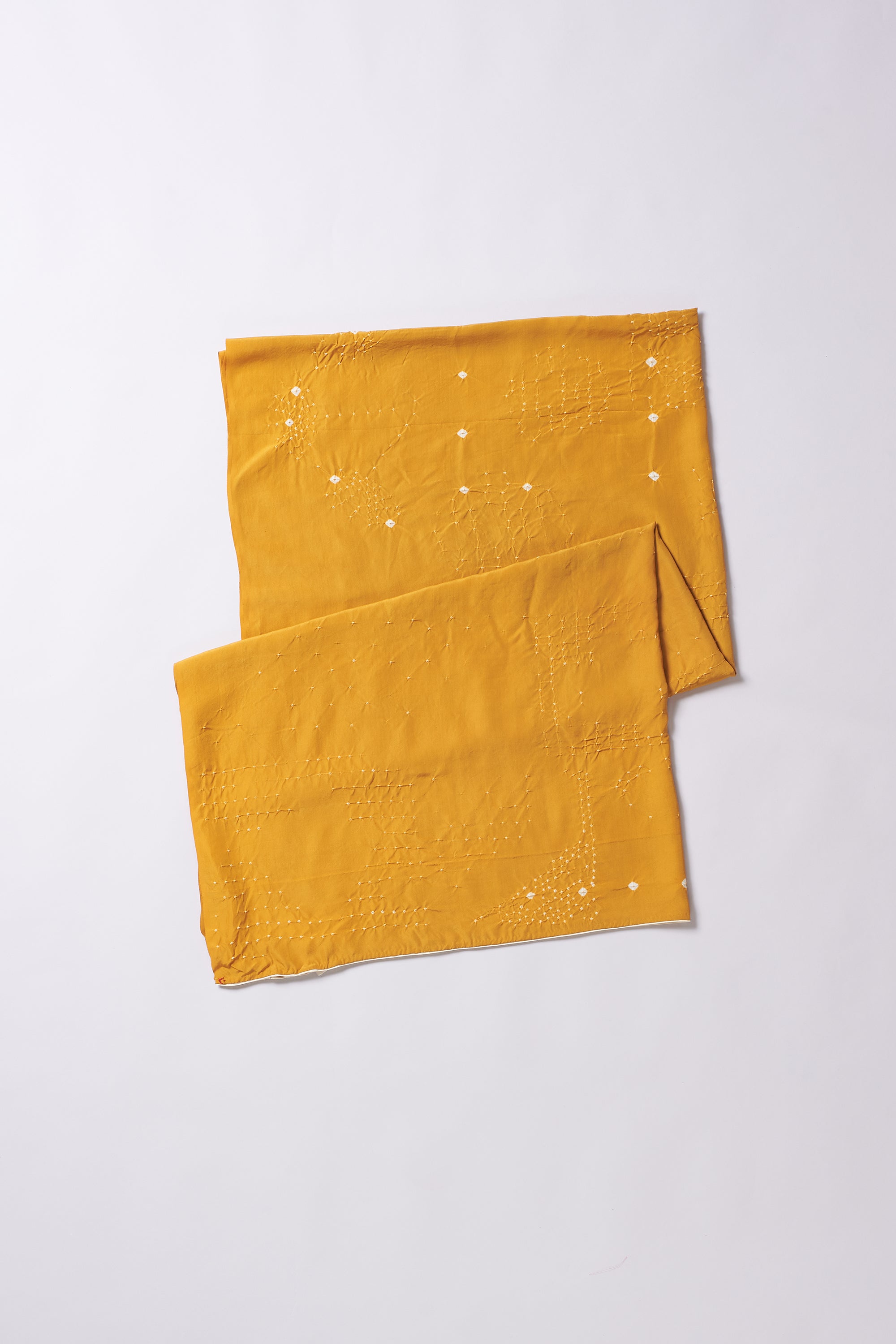 MANGO YELLOW SILK BANDHANI SHAWL