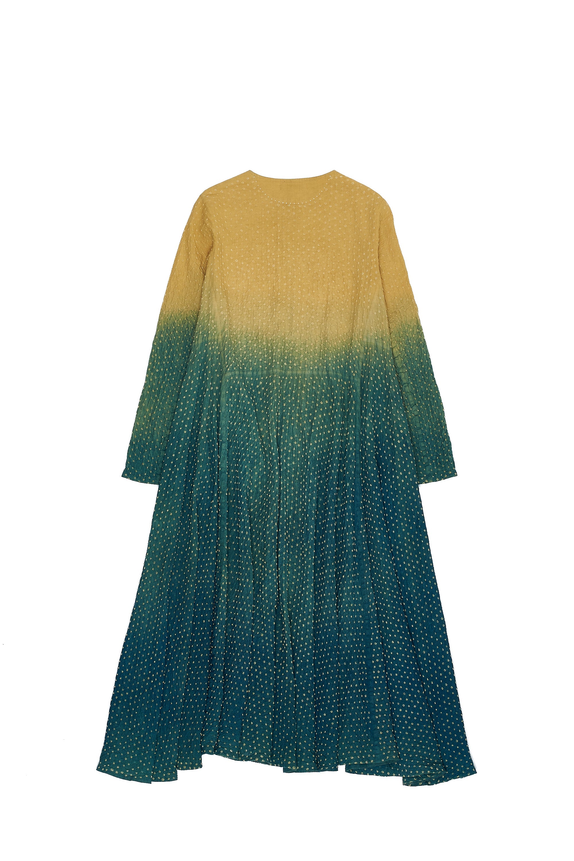 GRADIANT GREEN COTTON BANDHANI WOMEN DRESS