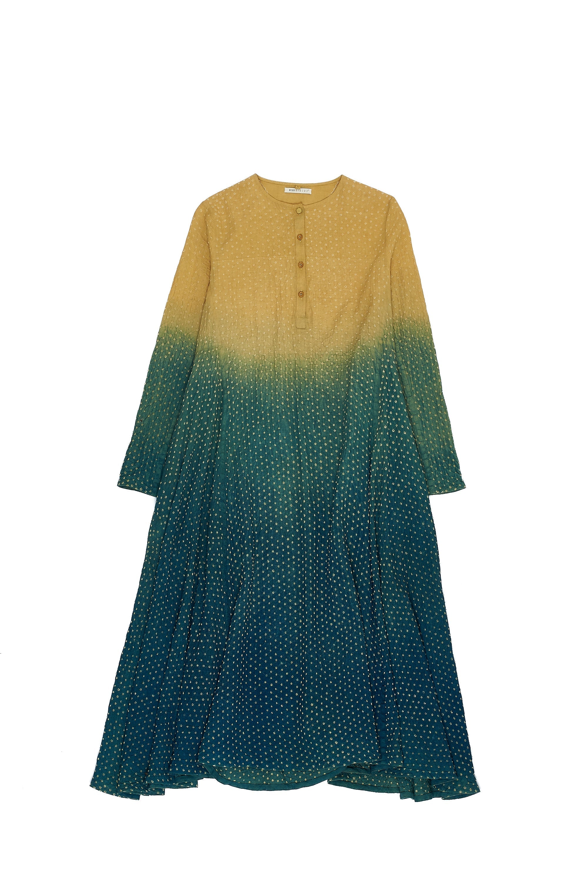 GRADIANT GREEN COTTON BANDHANI WOMEN DRESS