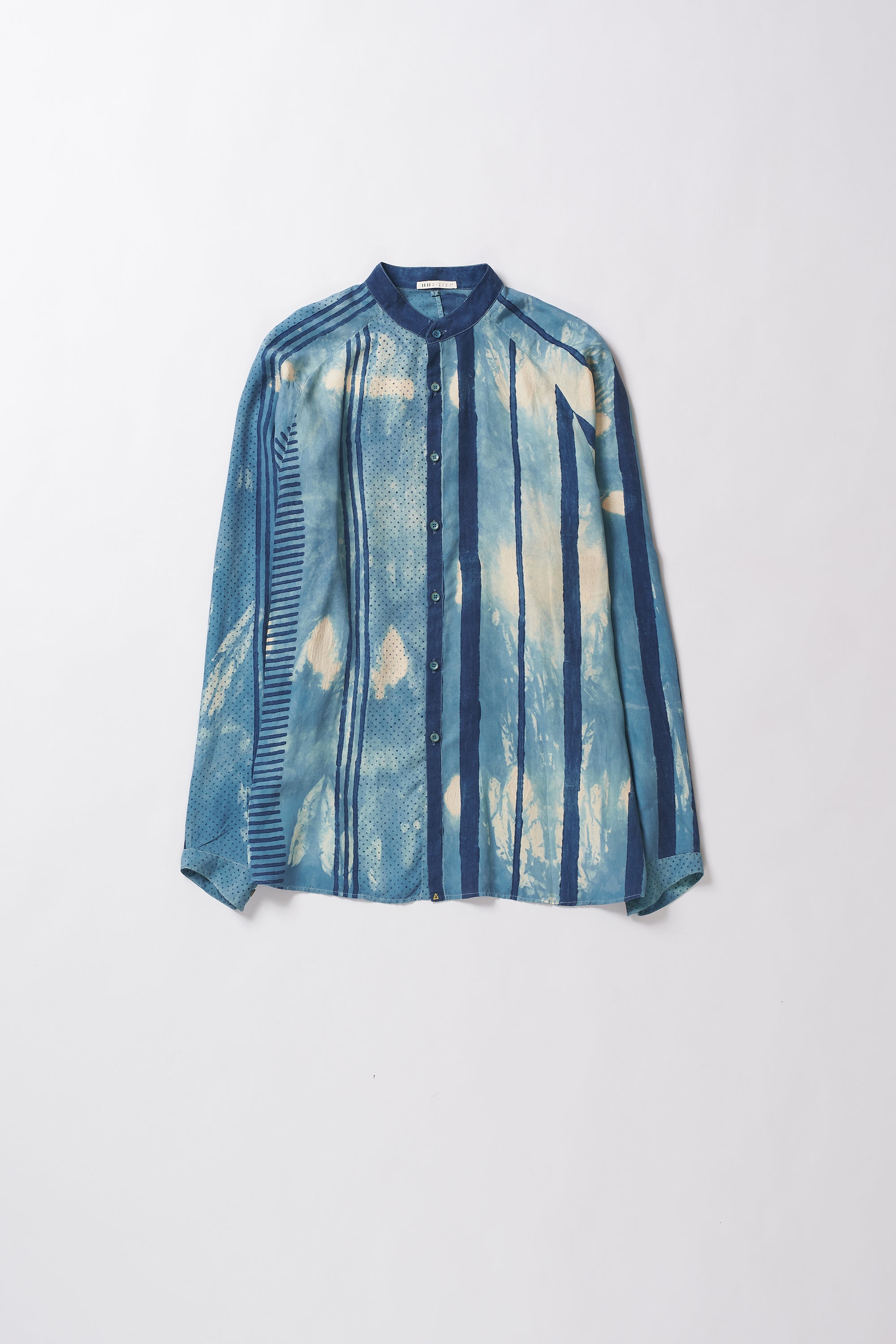 Blue and white patterned shirt