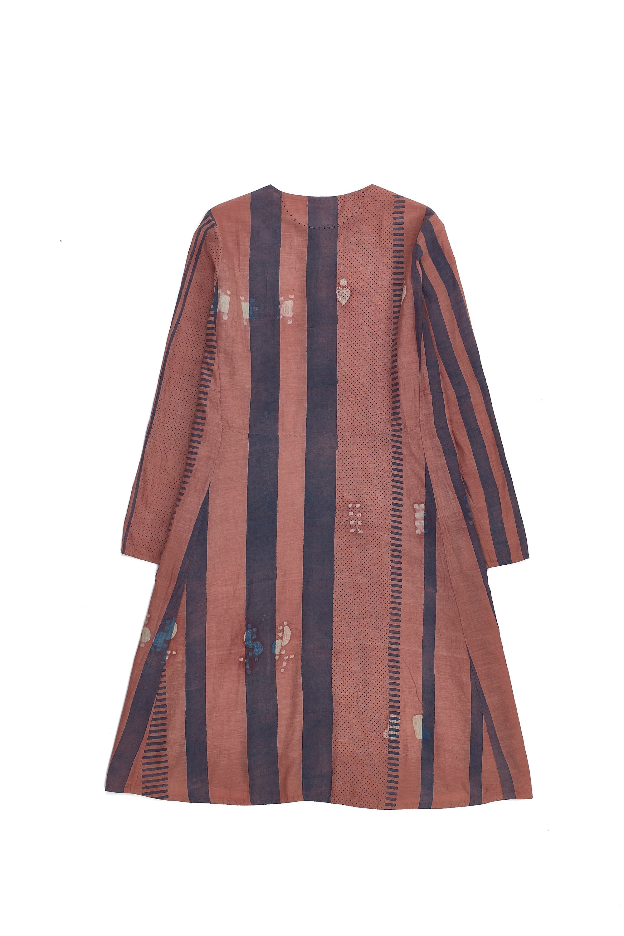 Shibori Cotton Silk Dress in Chalk Pink