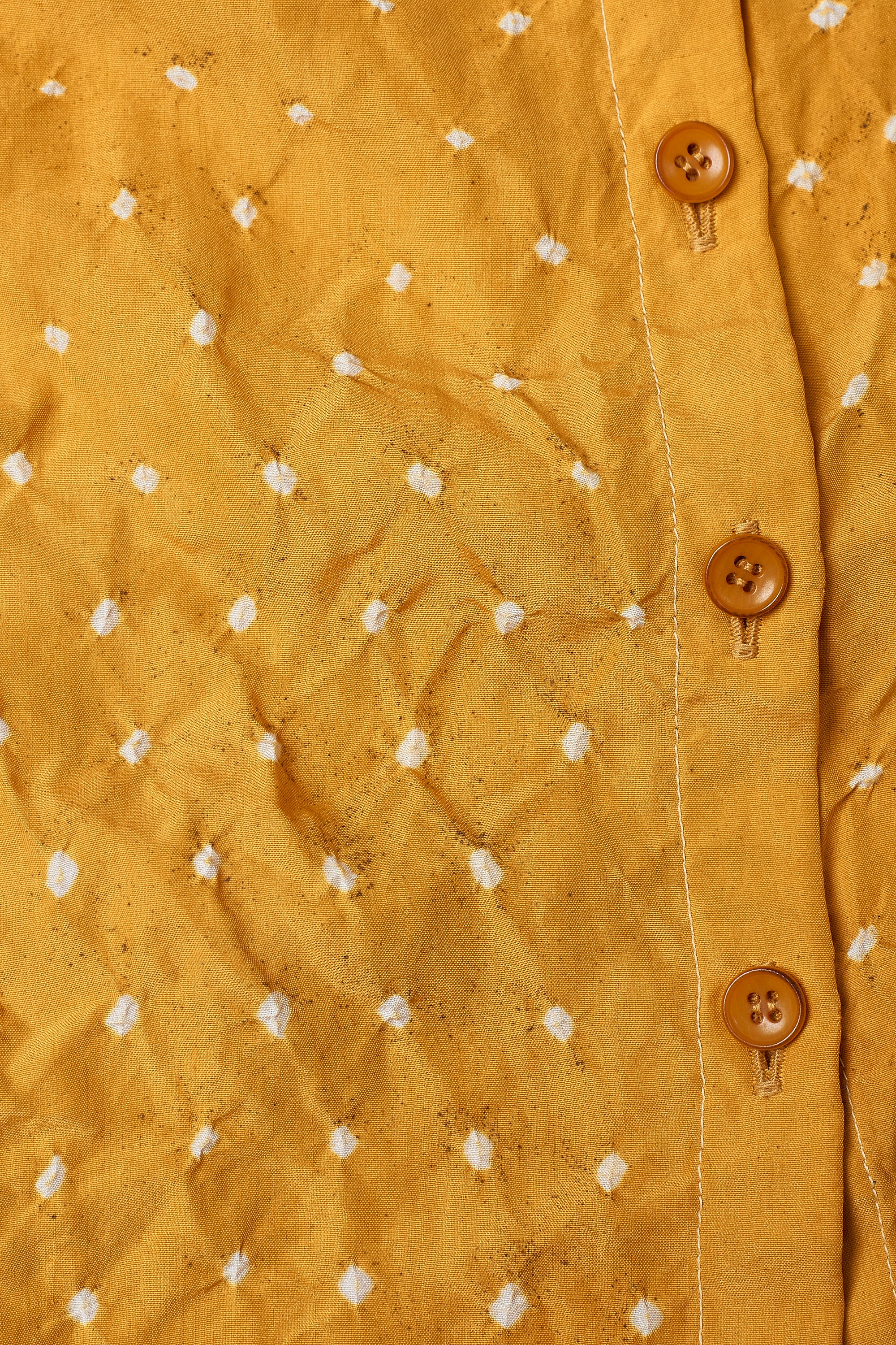MANGO YELLOW SILK BANDHANI SHIRT
