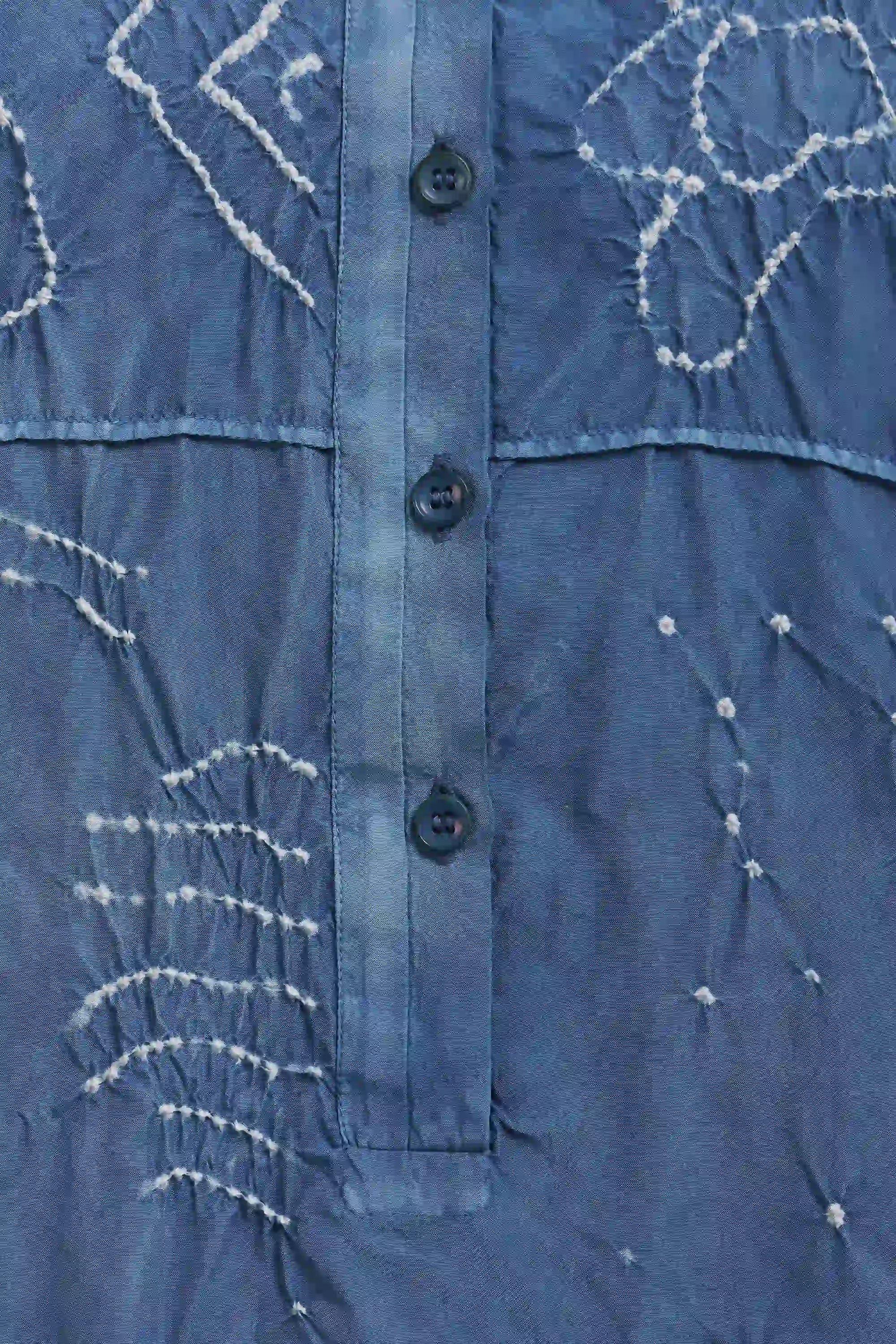 Flared Women Bandhani Dress in Medium Indigo