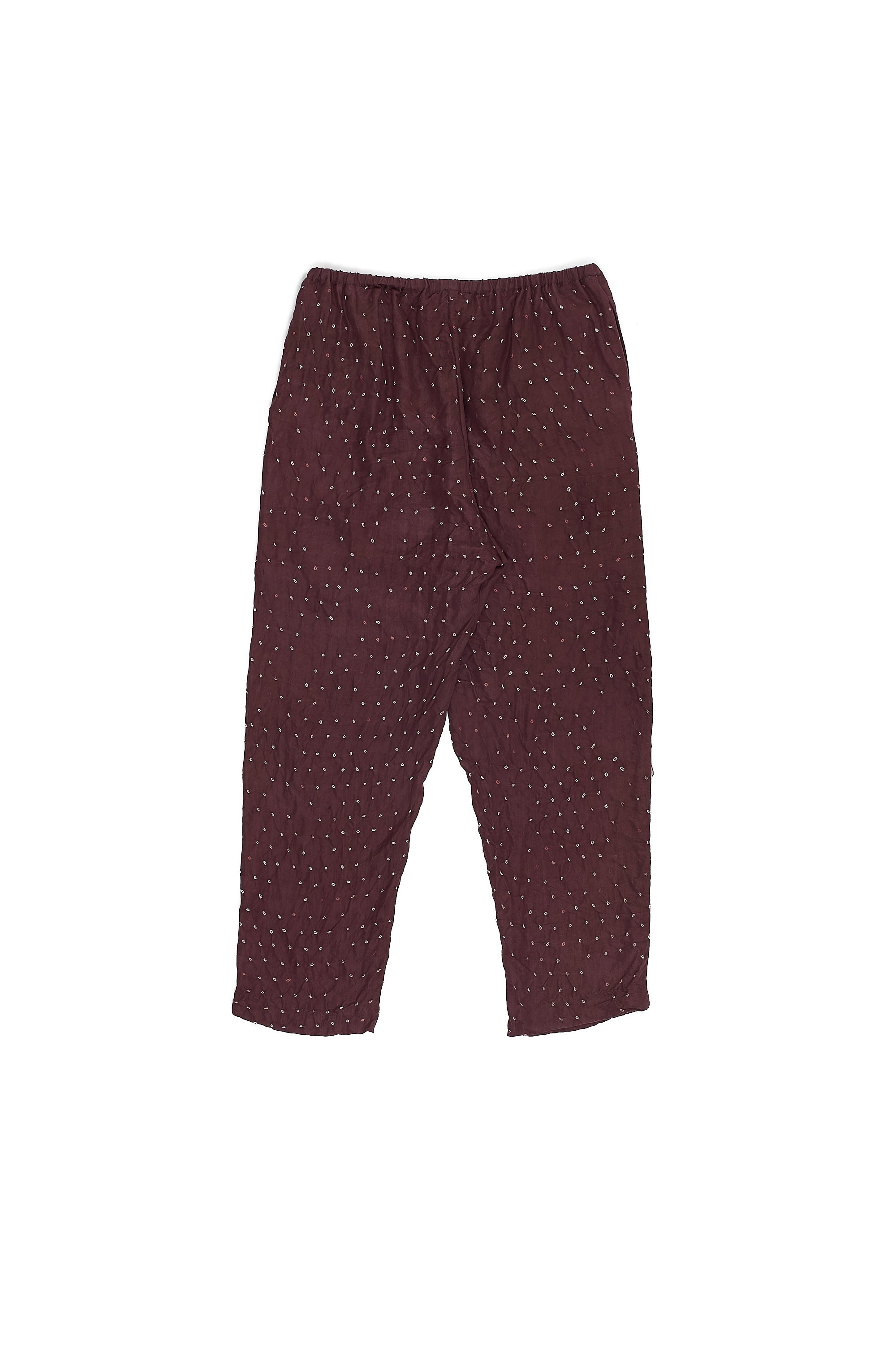 PURPLE RED SILK BANDHANI ELASTIC PANT