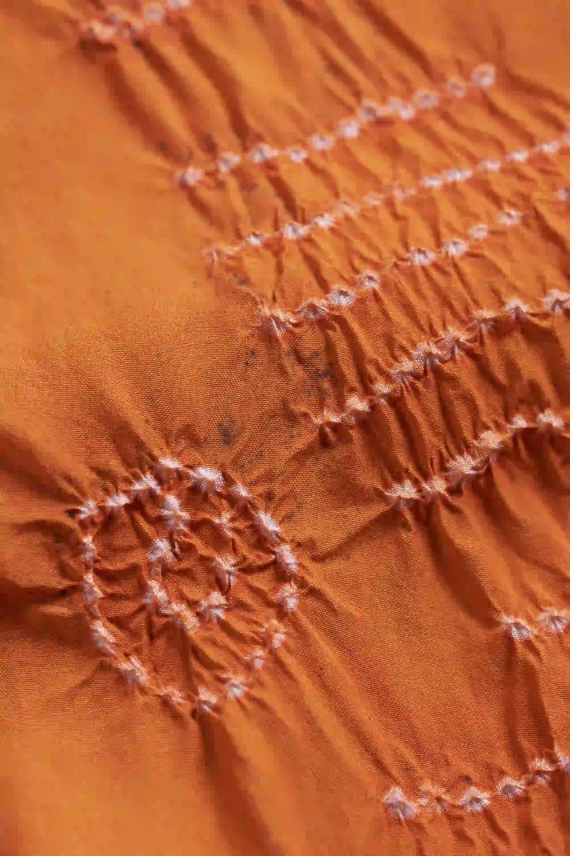 Sunset Orange Silk Bandhani Women Shirt