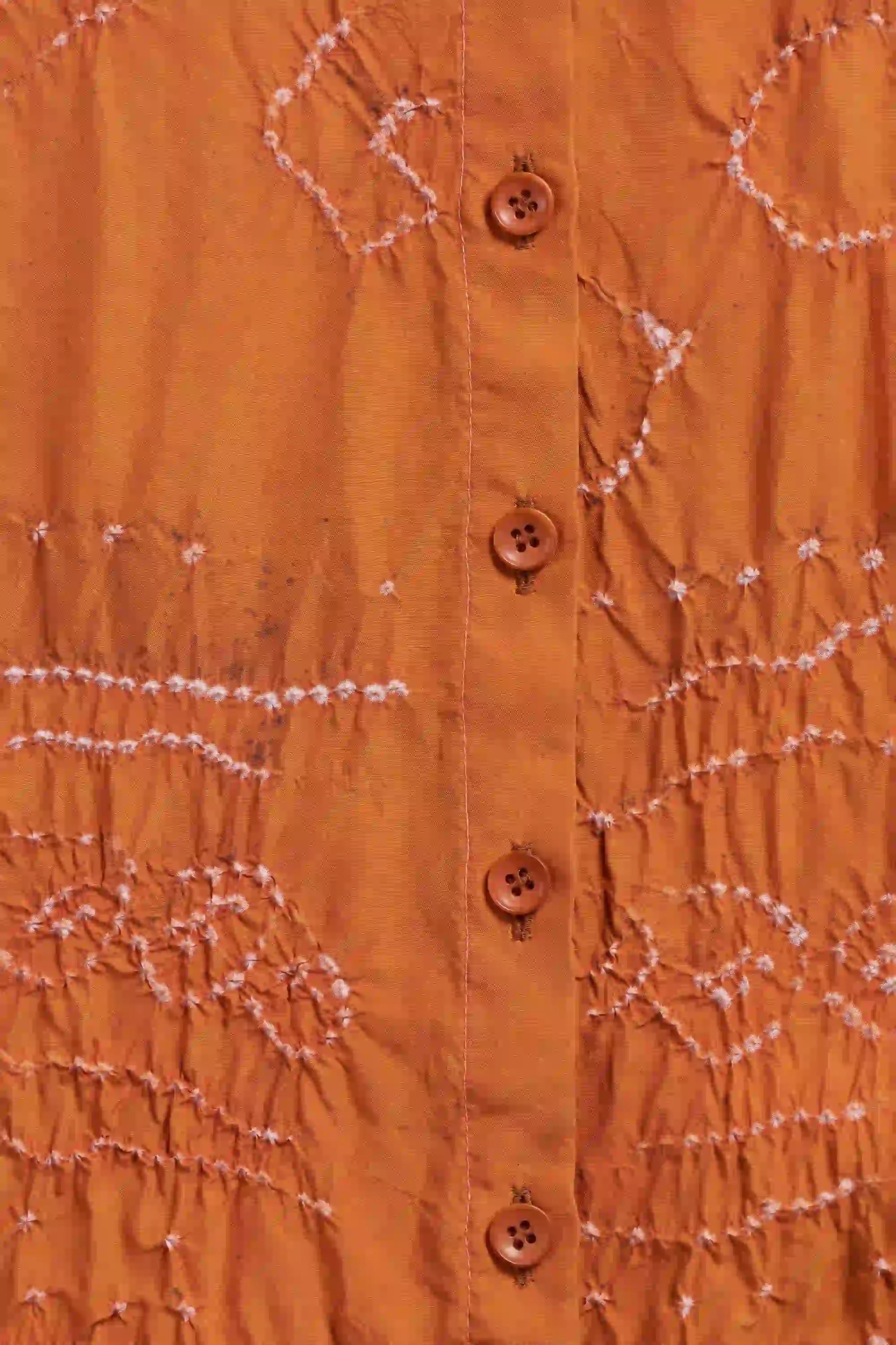 Sunset Orange Silk Bandhani Women Shirt