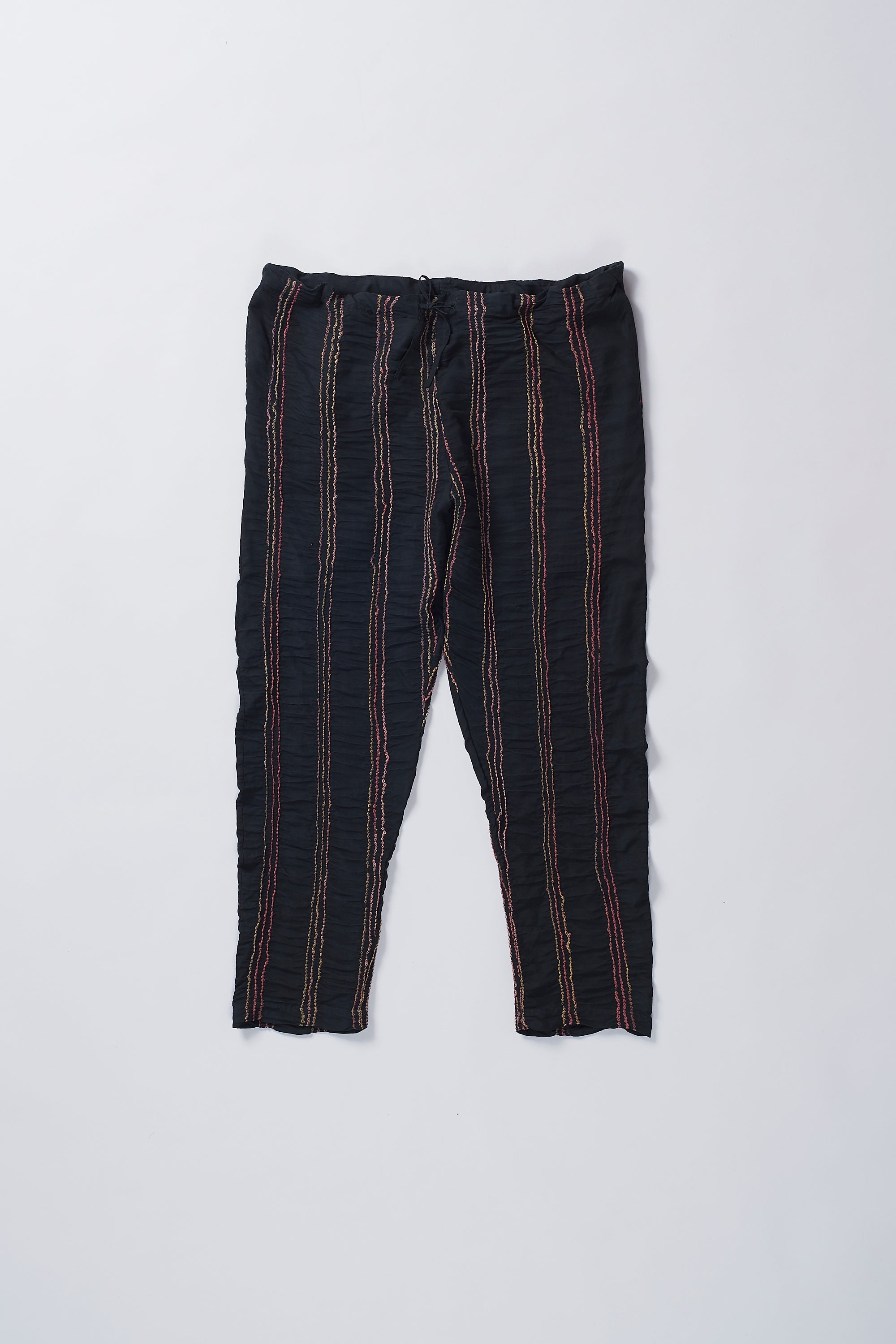 Black Silk Bandhani And Screenprint Pant