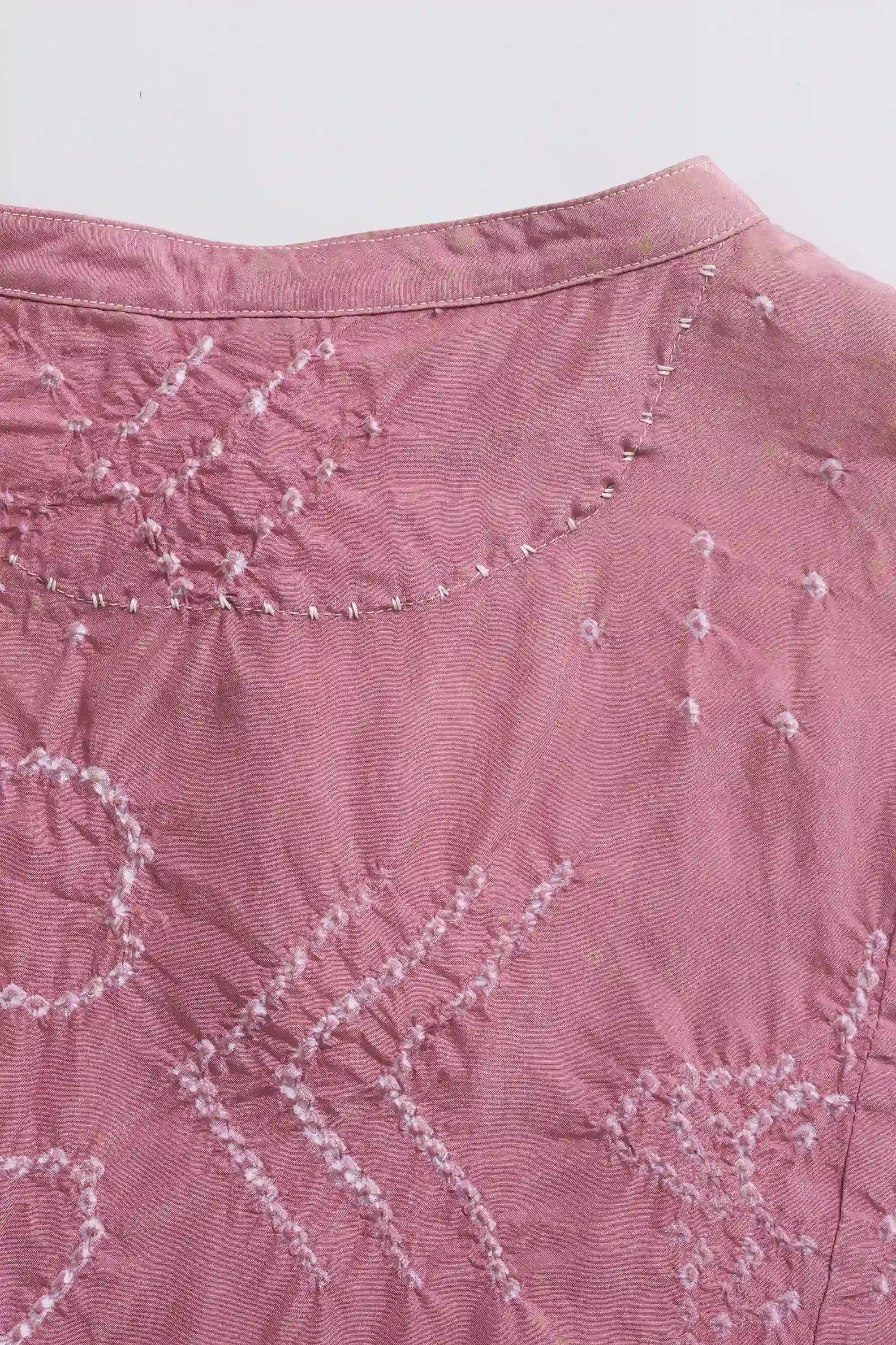 FUSCHIA PINK SILK BANDHANI WOMEN DRESS