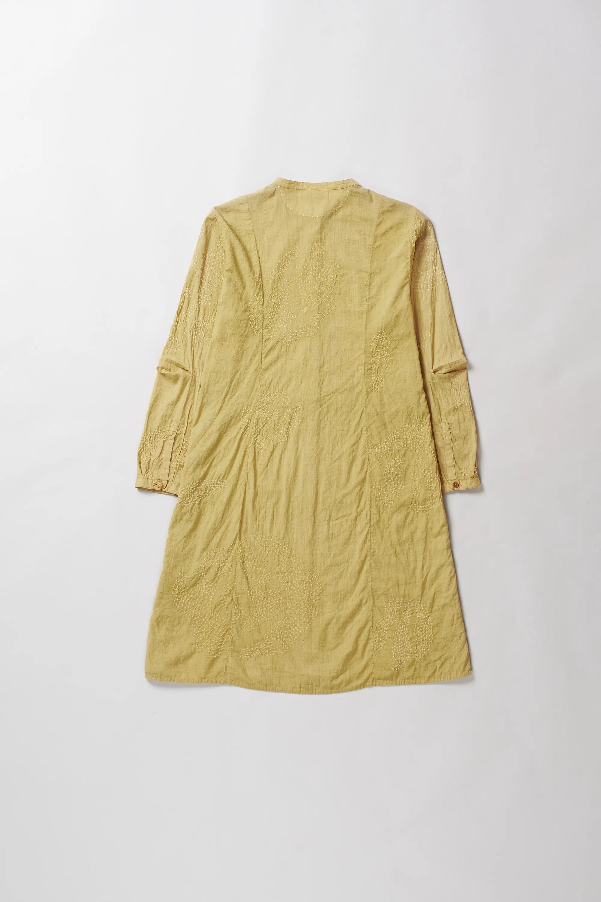 Bandhani Shirt Dress in Ochre Yellow