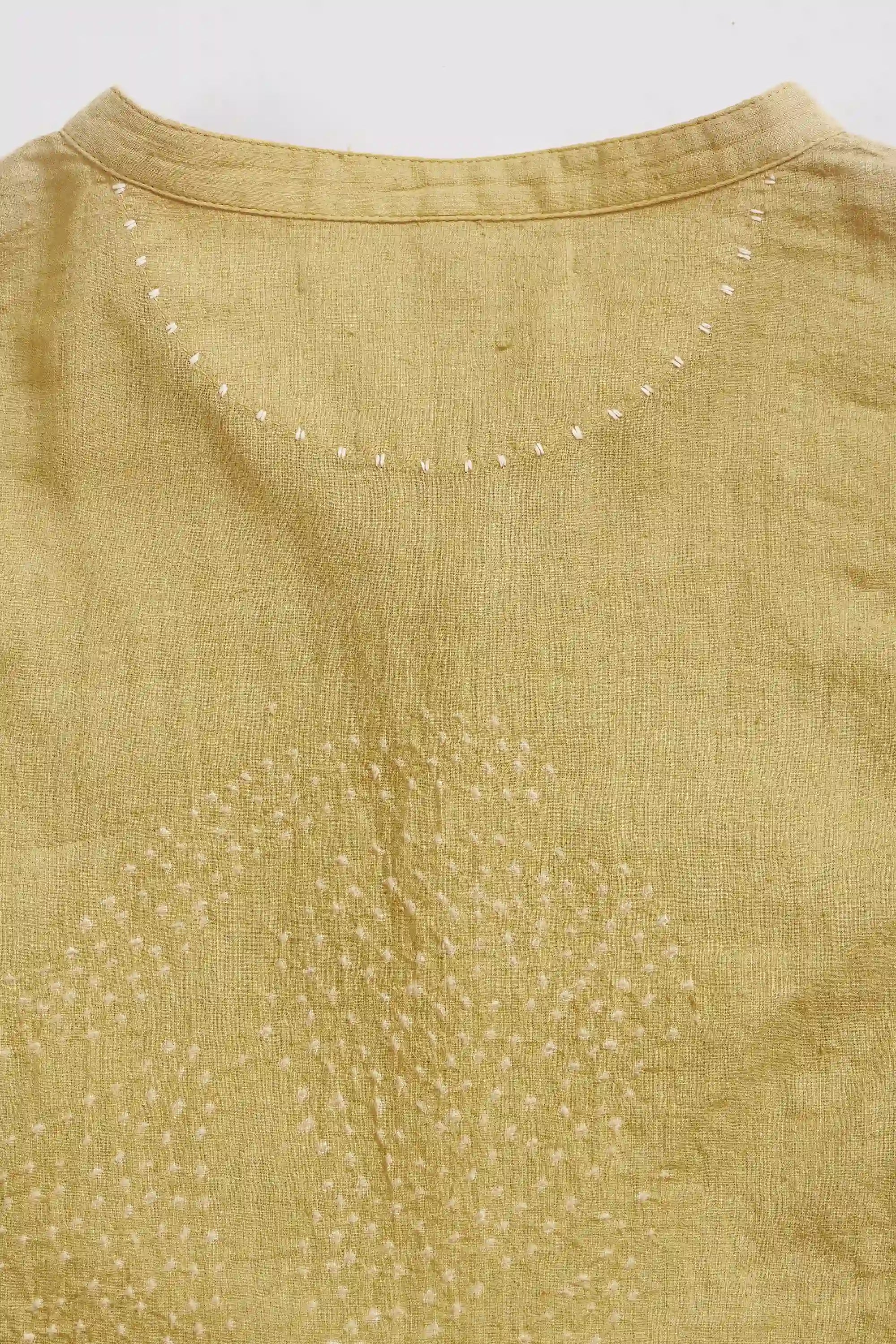 Bandhani Shirt Dress in Ochre Yellow