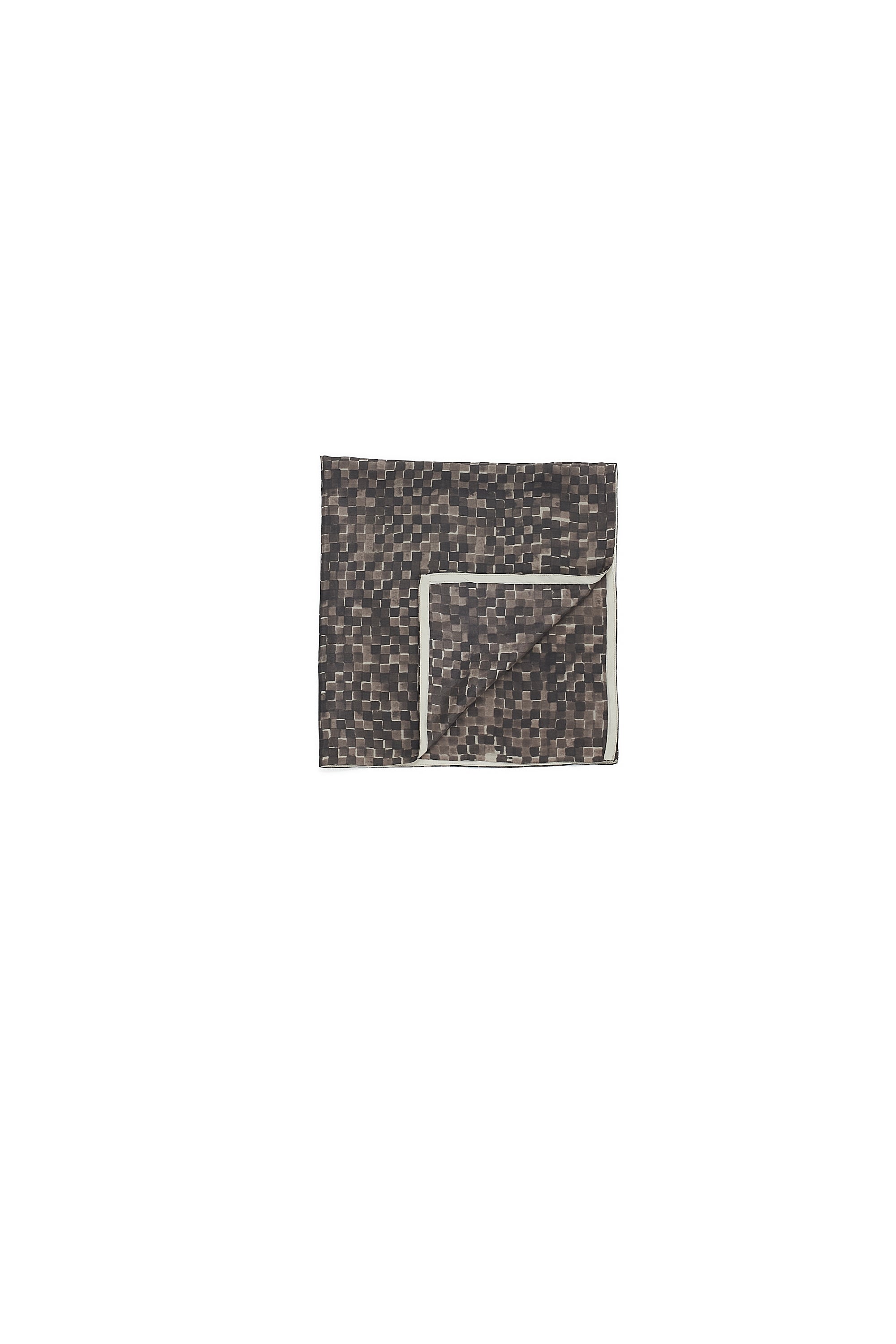 Brown Silk With Block Print Scarf