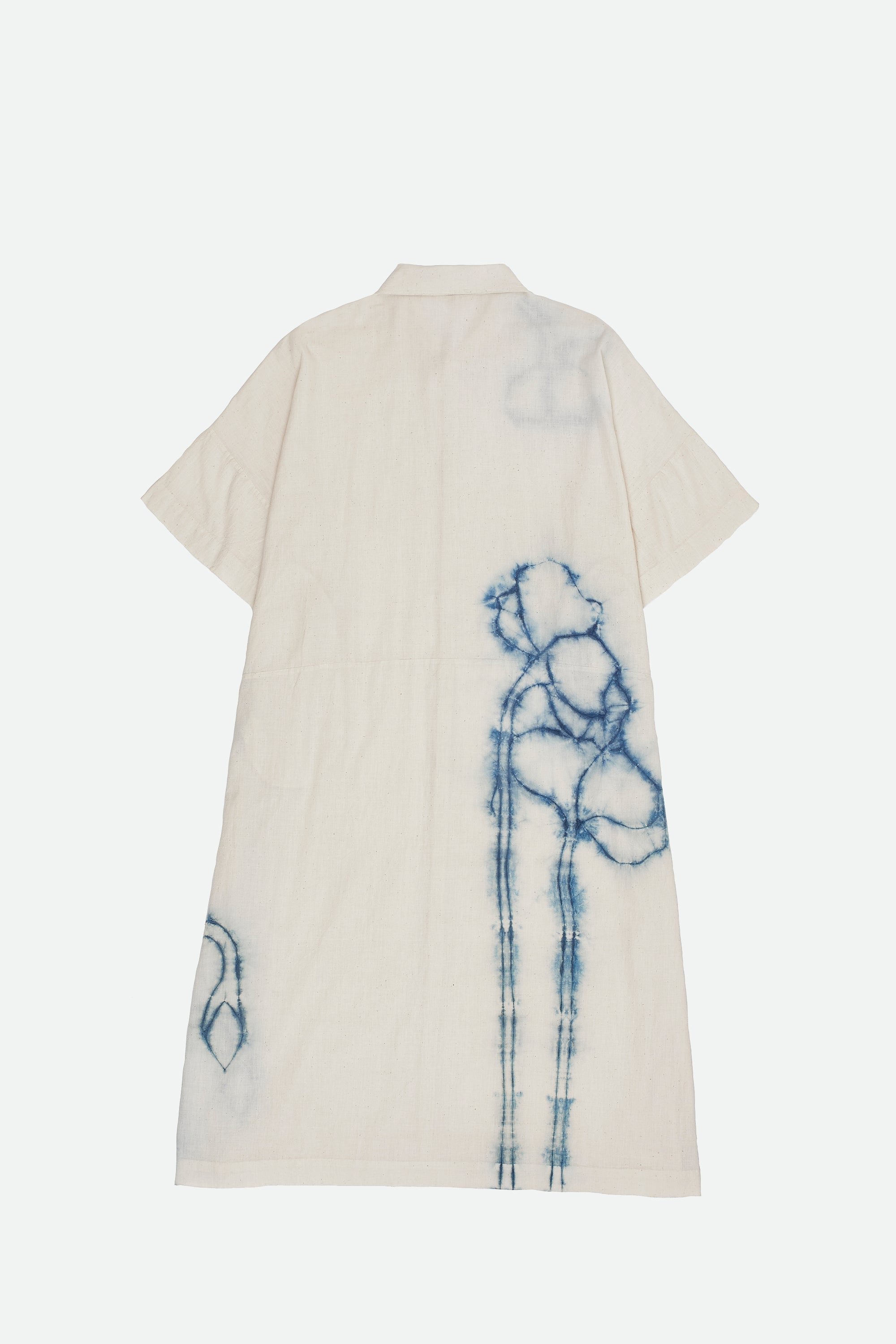 Back image of ecru shibori kaftan