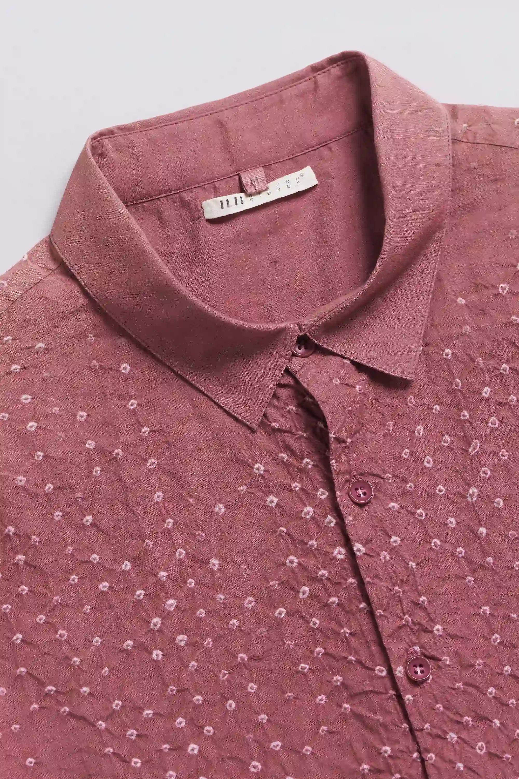 Sappan Fuschia Cotton Silk Blend Bandhani Unisex Shirt
