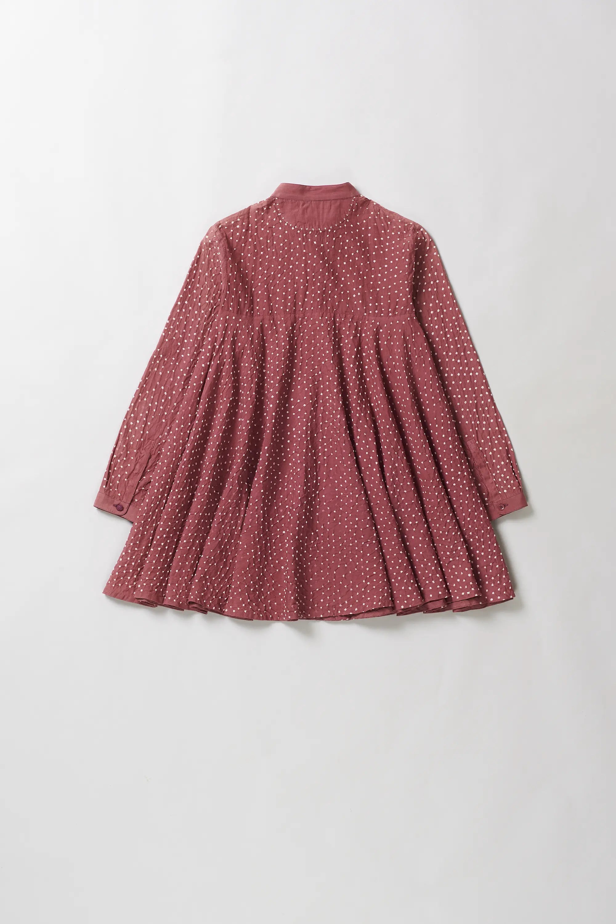 Fuschia Pink Cotton Silk Blend Bandhani Women Dress