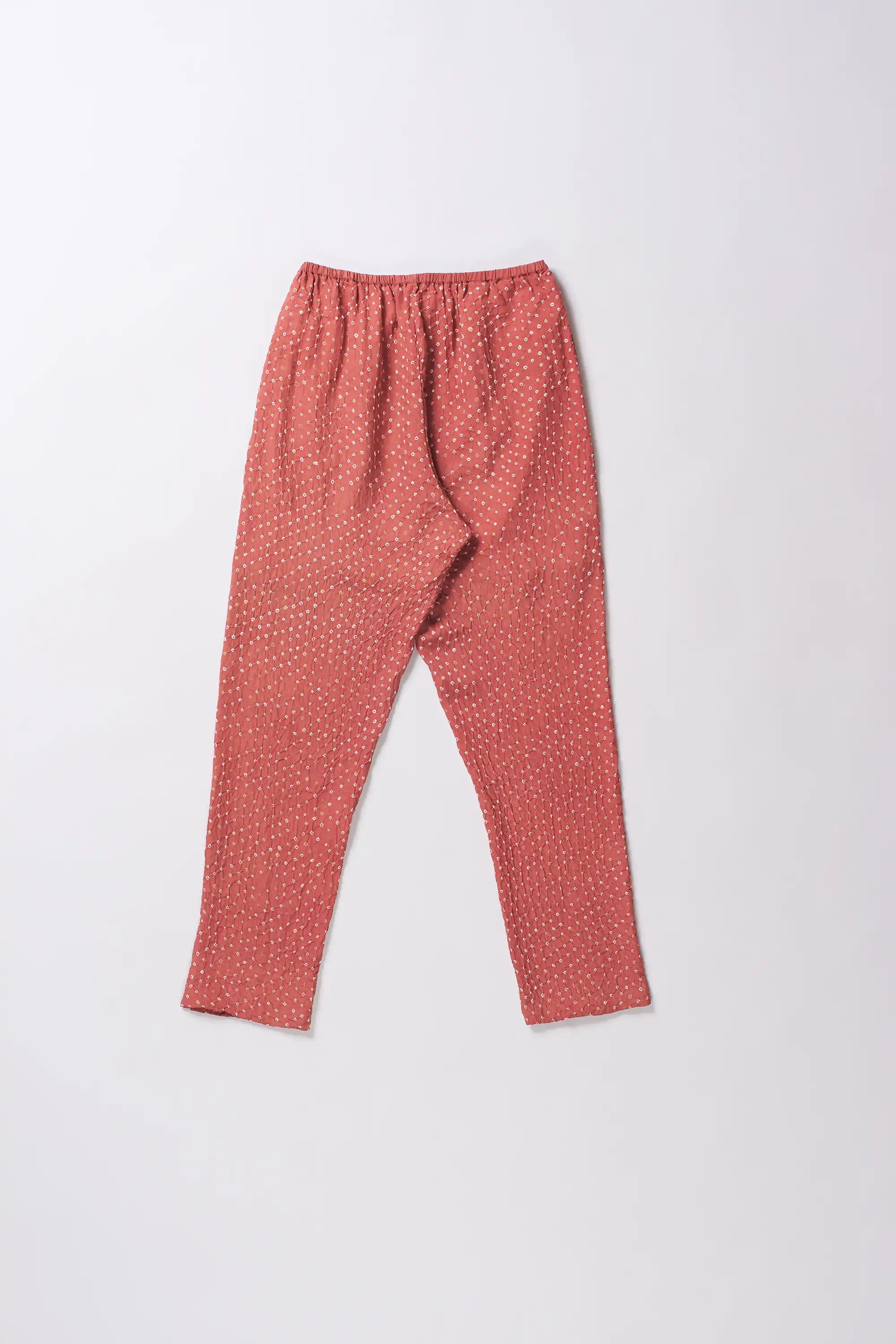 Rouge Pink Bandhani Silk Trouser