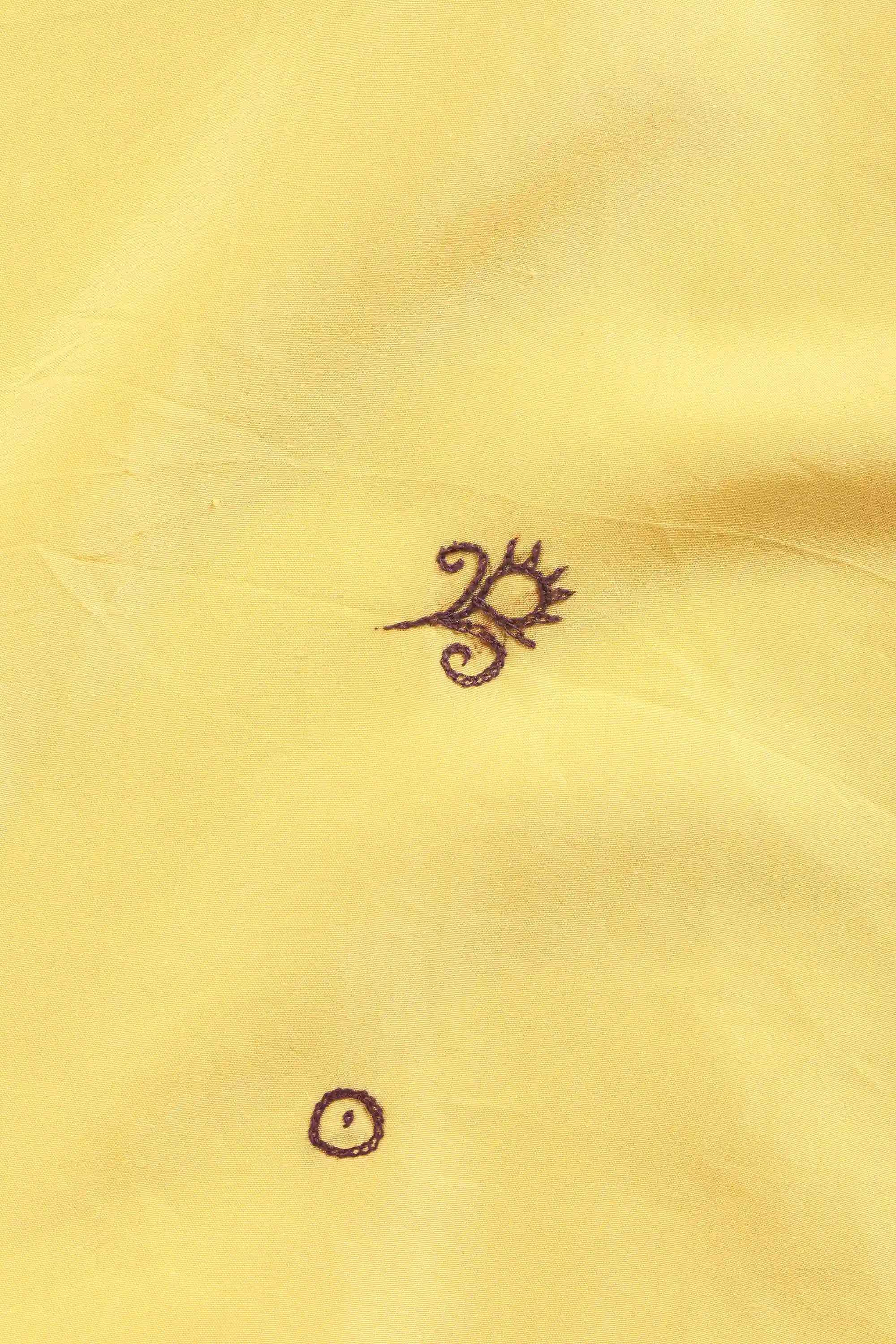 Lemon Yellow Hand Embroidered Silk Dress