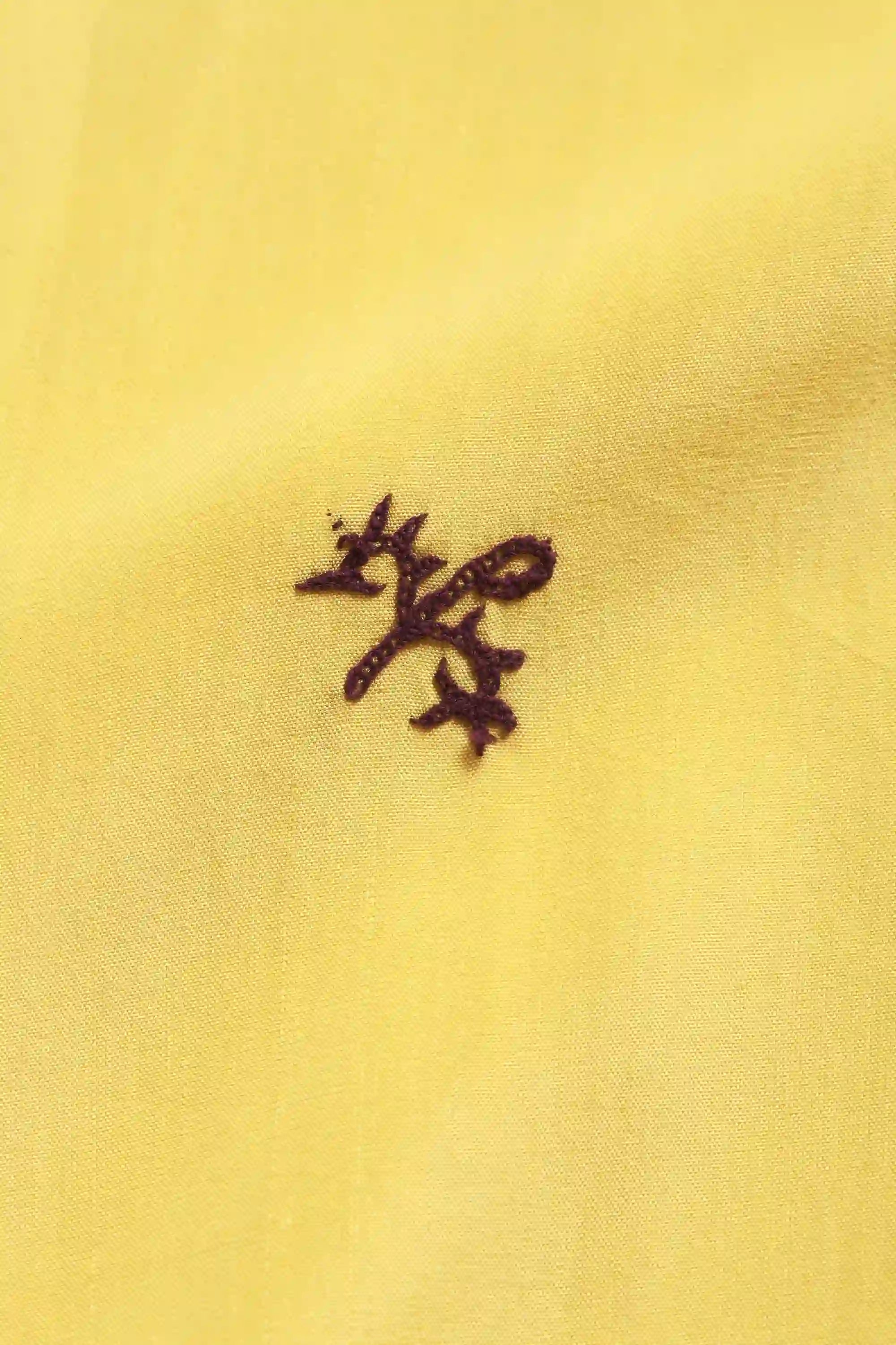 Lemon Yellow Hand Embroidered Silk Dress