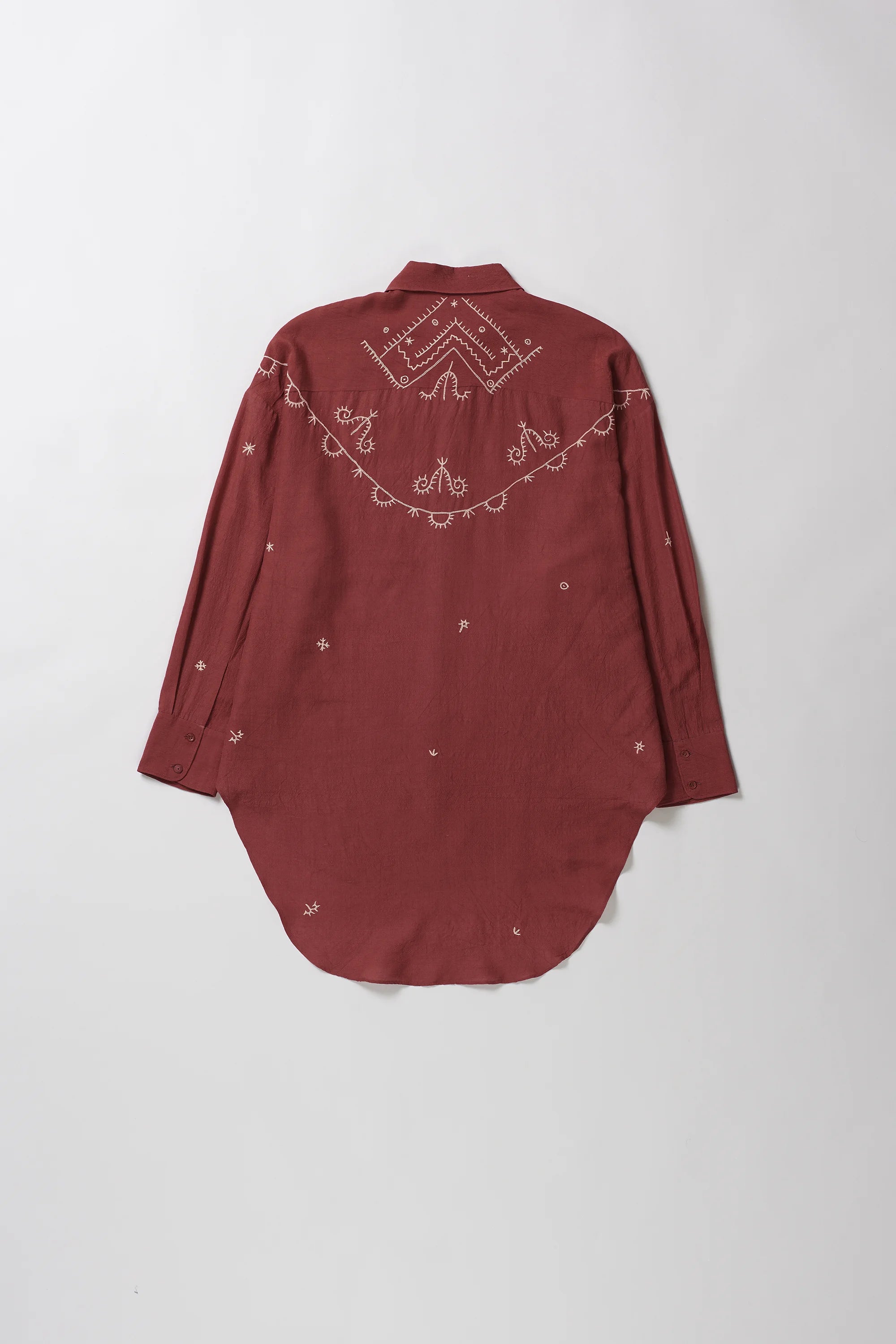 Crimson Pink Hand Embroidered Shirt