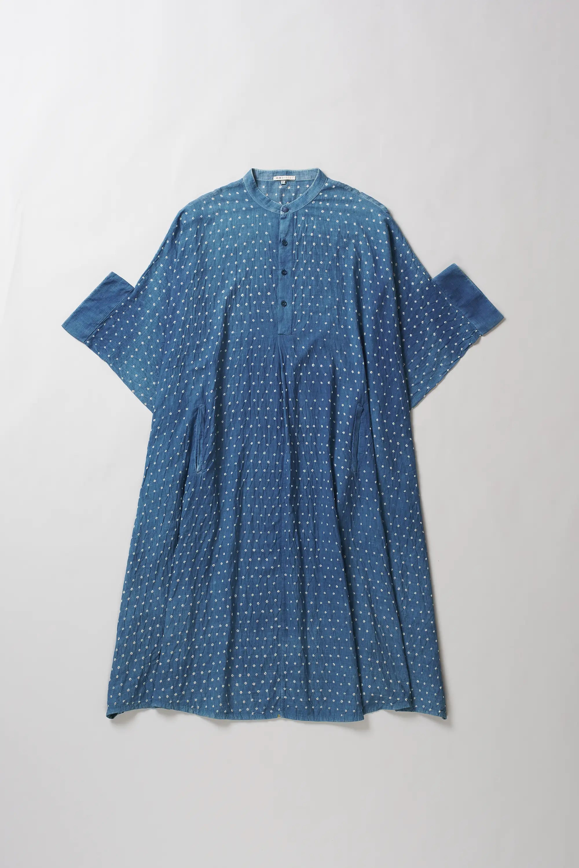 Indigo Drape Dress Speckled With Bandhani