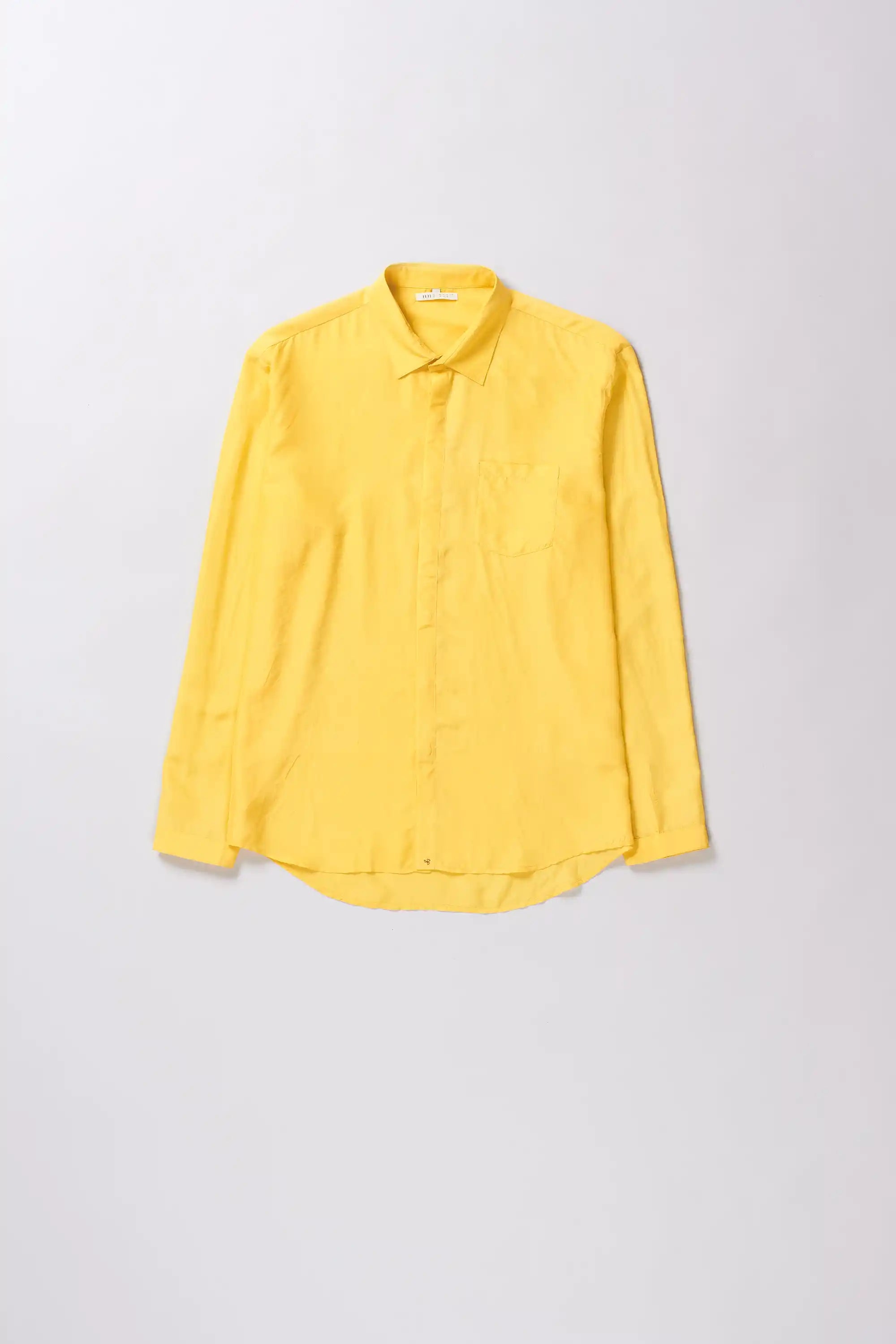 Ochre Yellow Silk Shirt