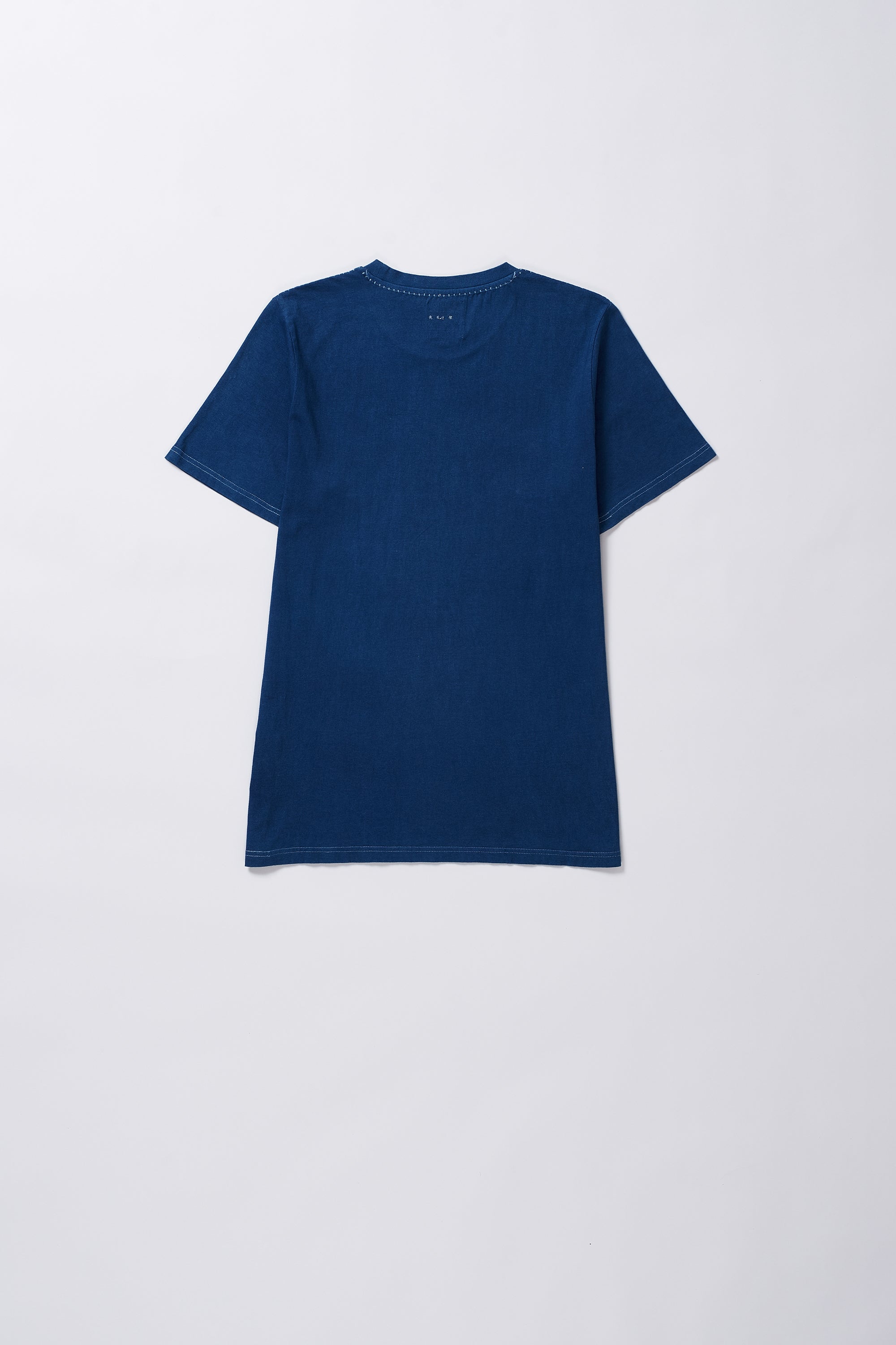 Back image of a medium indigo cotton t-shirt