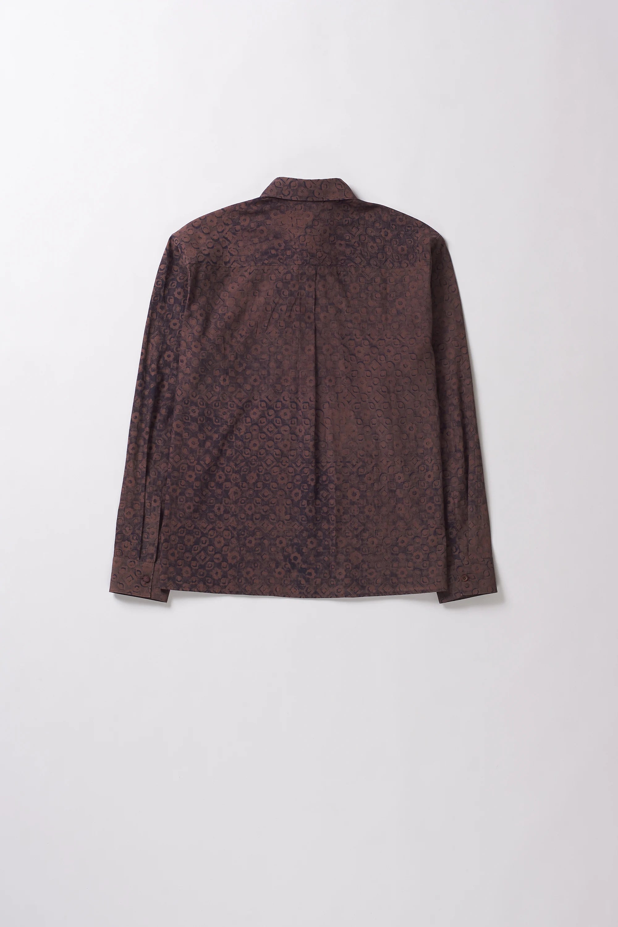 Block Print Cotton Silk Shirt in Burnt Umber