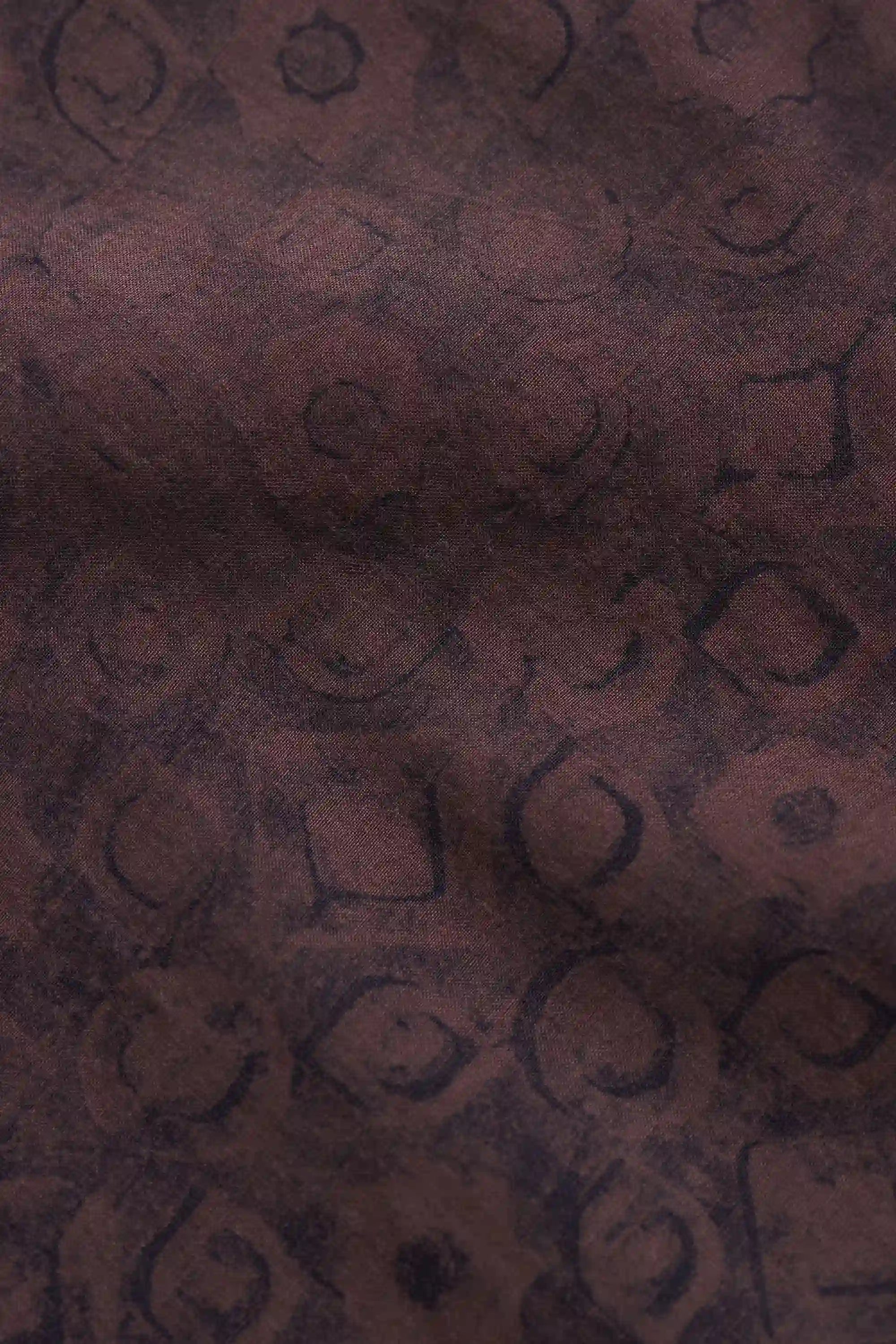 Block Print Cotton Silk Shirt in Burnt Umber