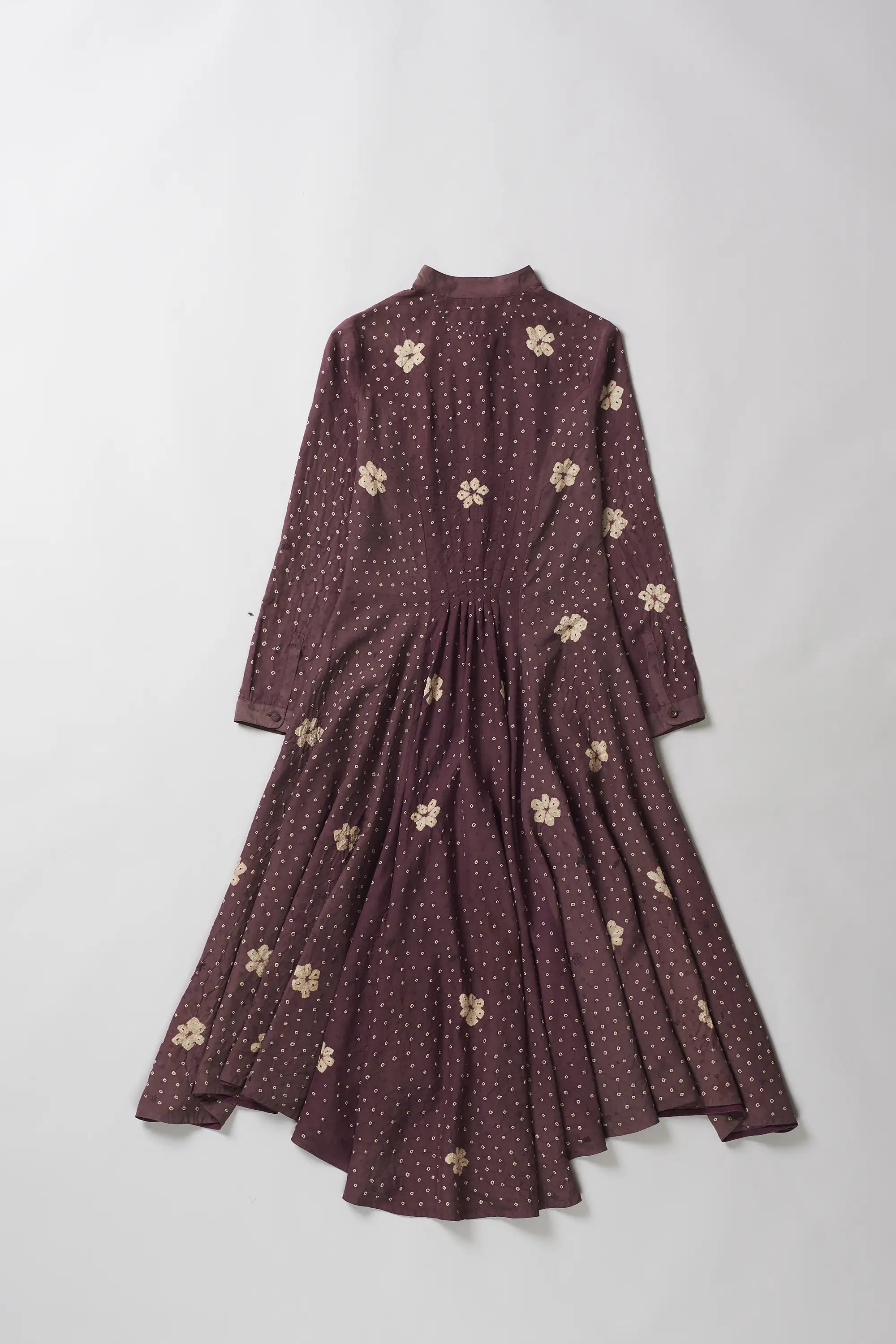 Hand Embroidered Silk Dress in Purple Red