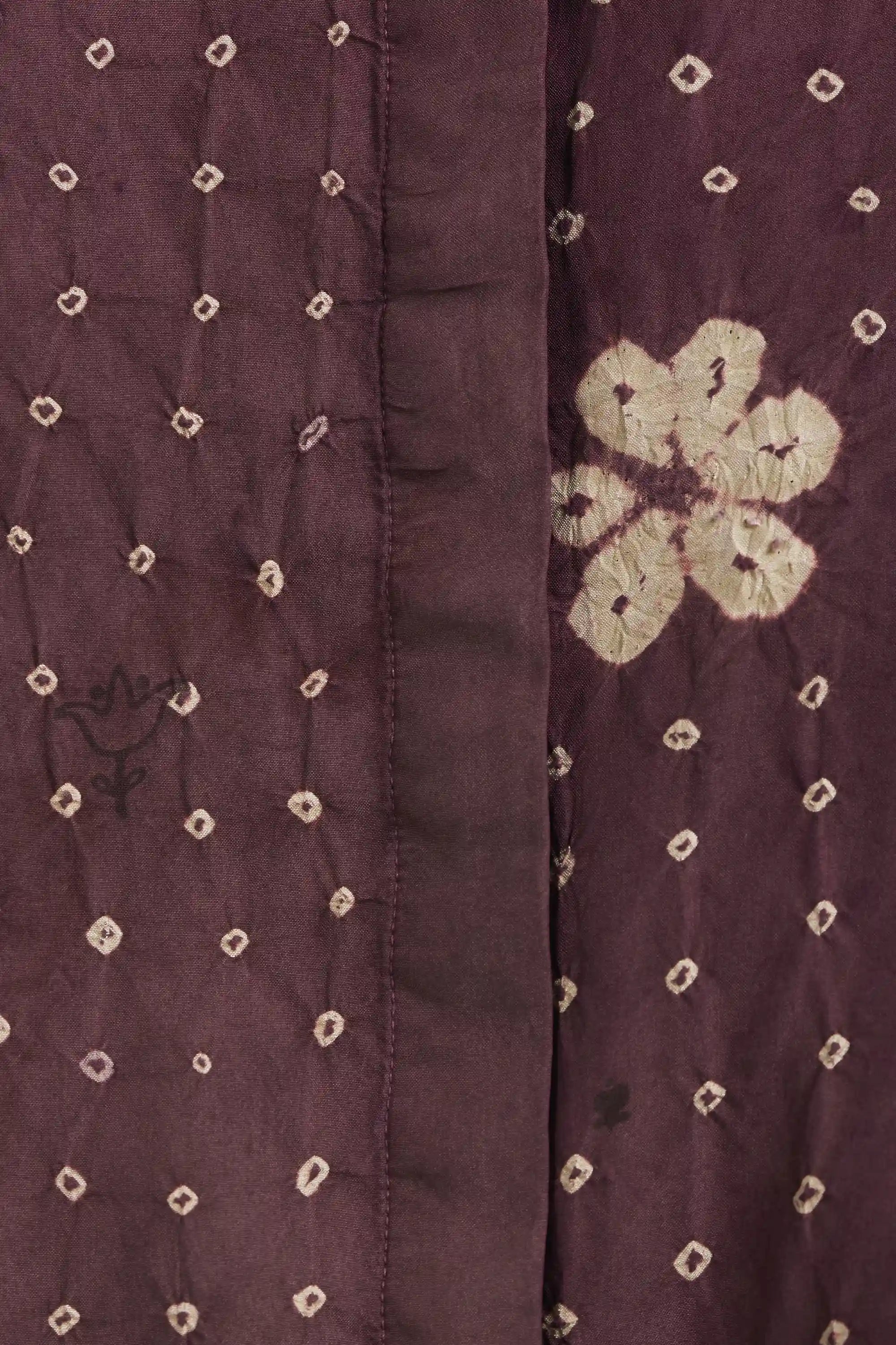 Hand Embroidered Silk Dress in Purple Red
