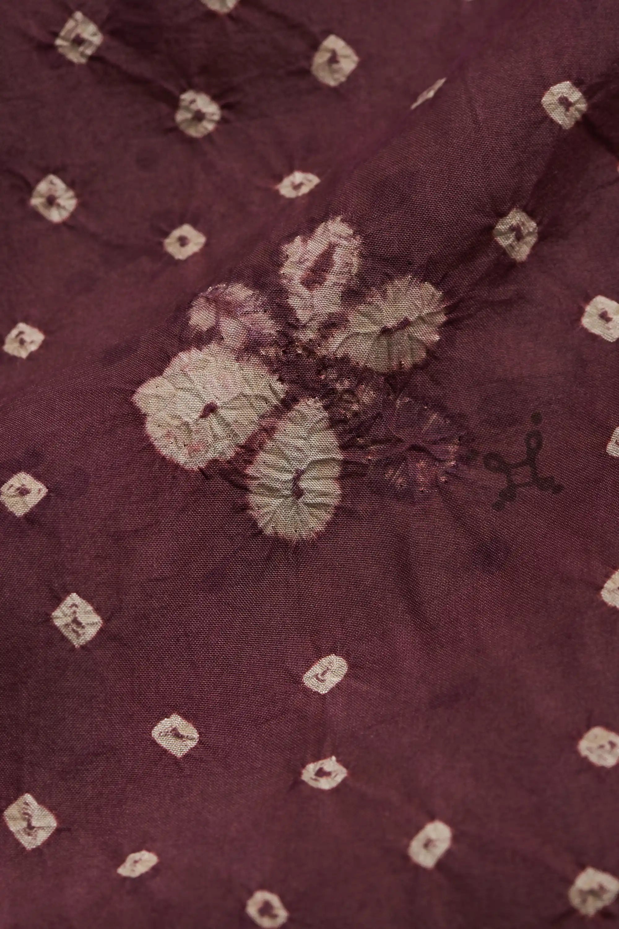 Hand Embroidered Silk Dress in Purple Red