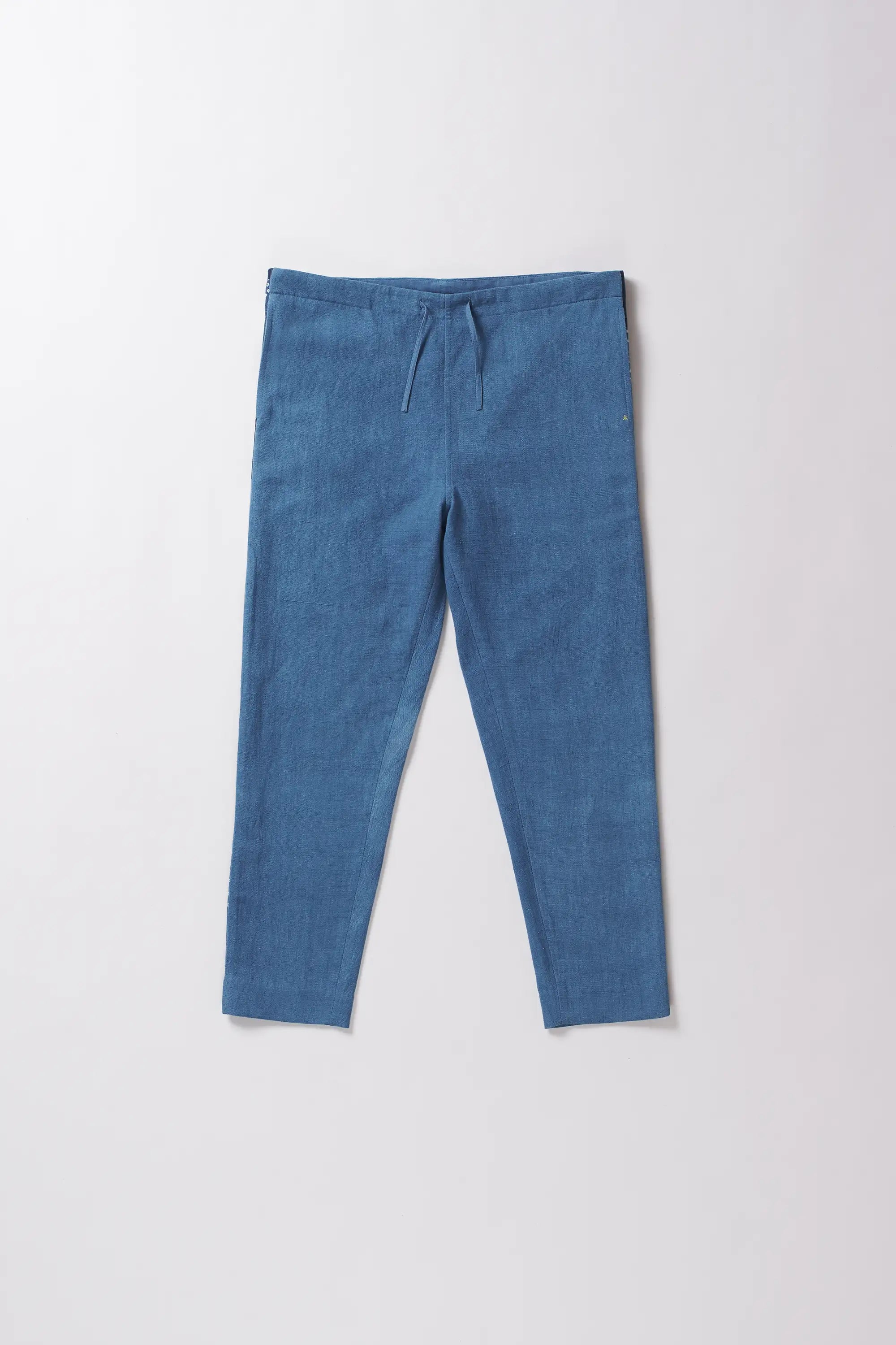 Front image of medium indigo trouser