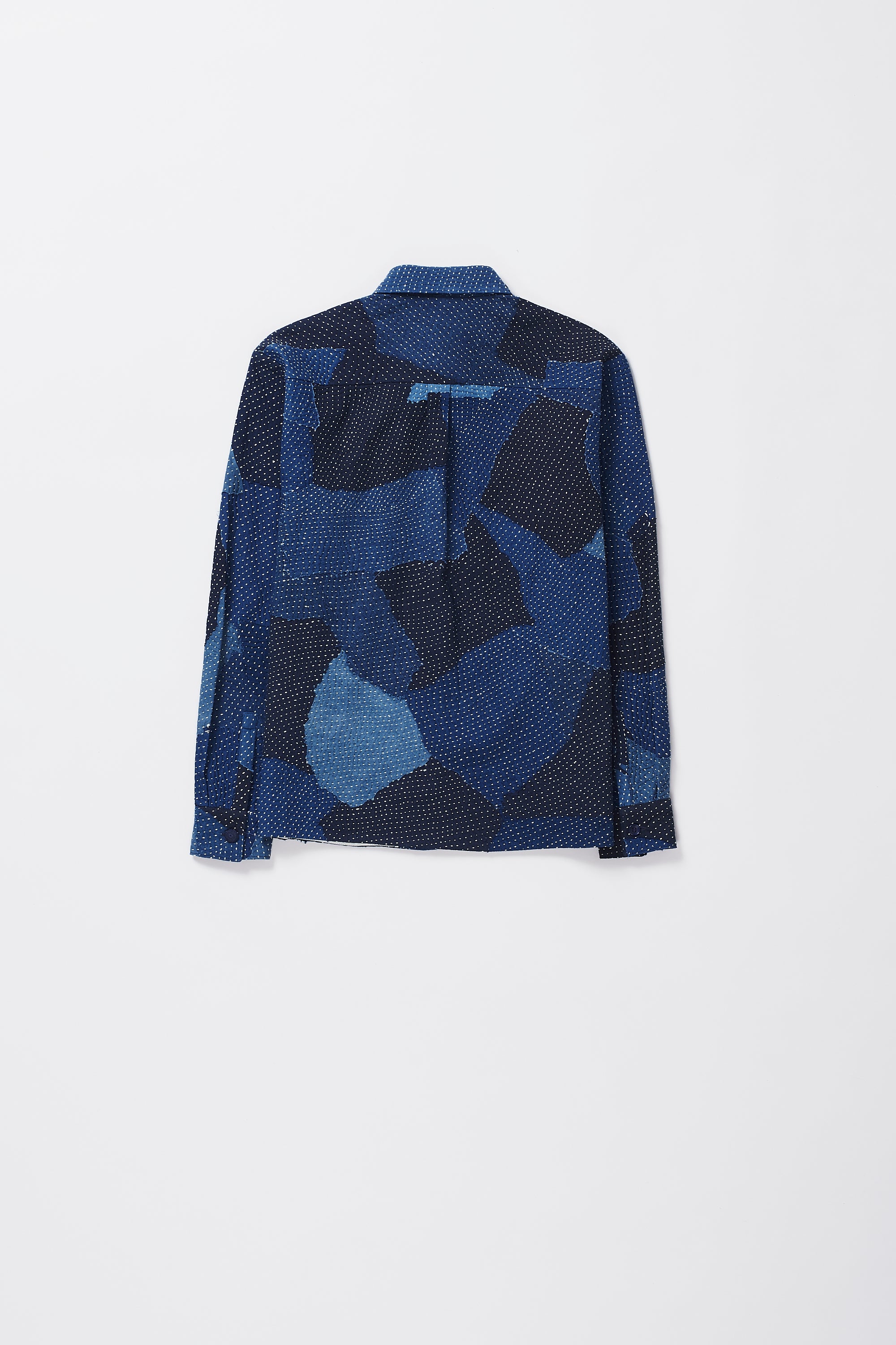 Indigo cotton patchwork shirt