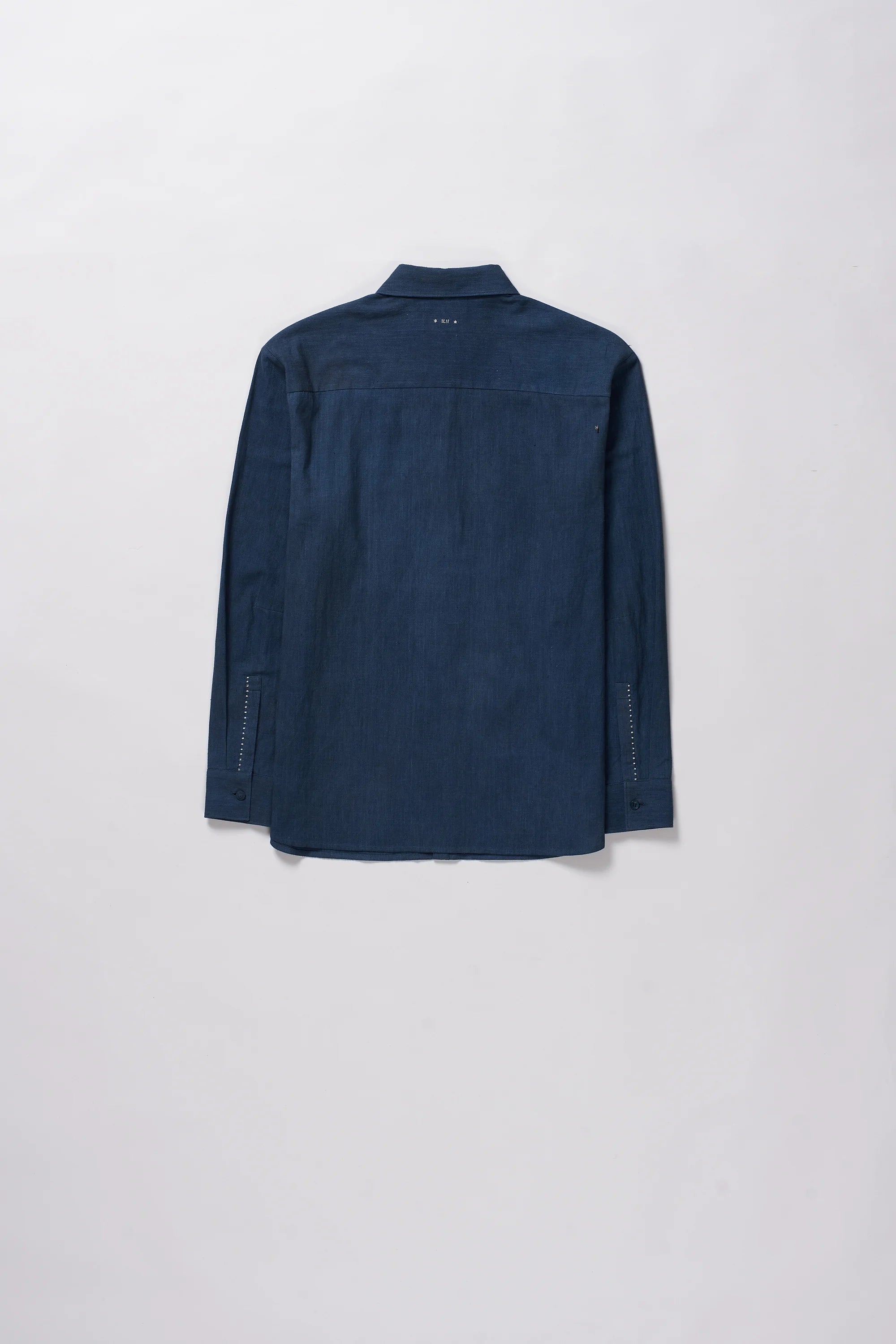 Back image of cotton shirt in estate blue