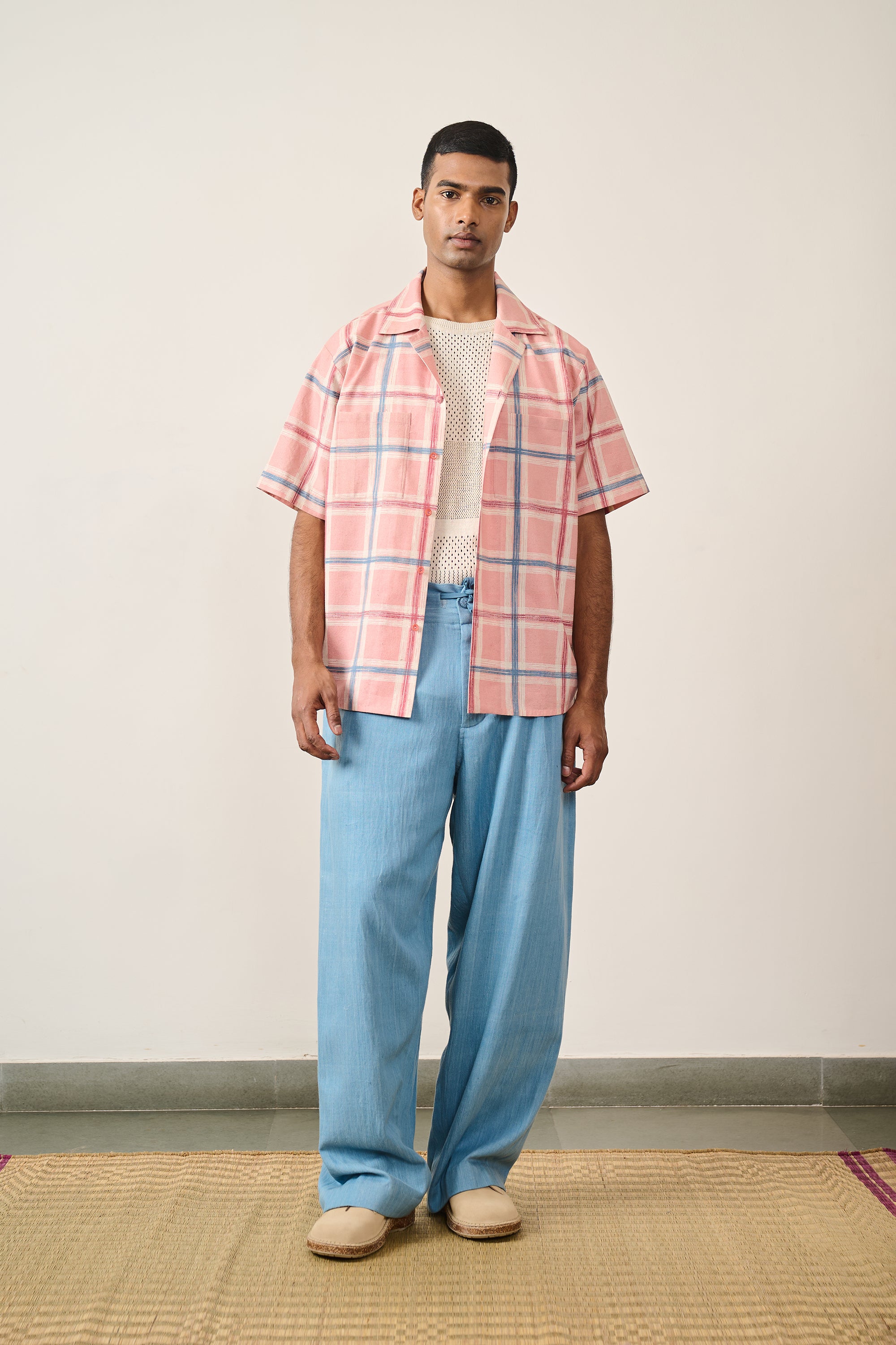 A man wearing multi colour cotton shirt