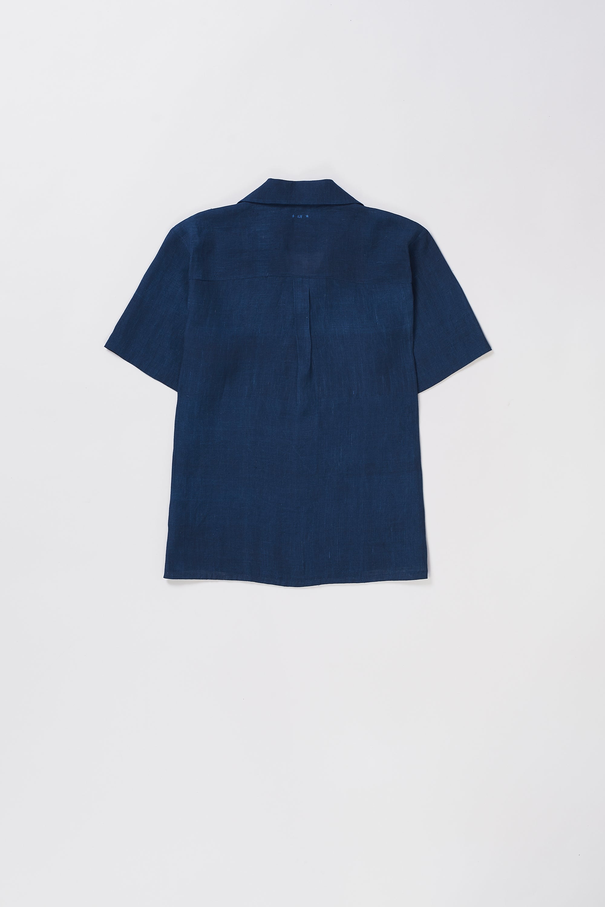 Back image of indigo linen shirt