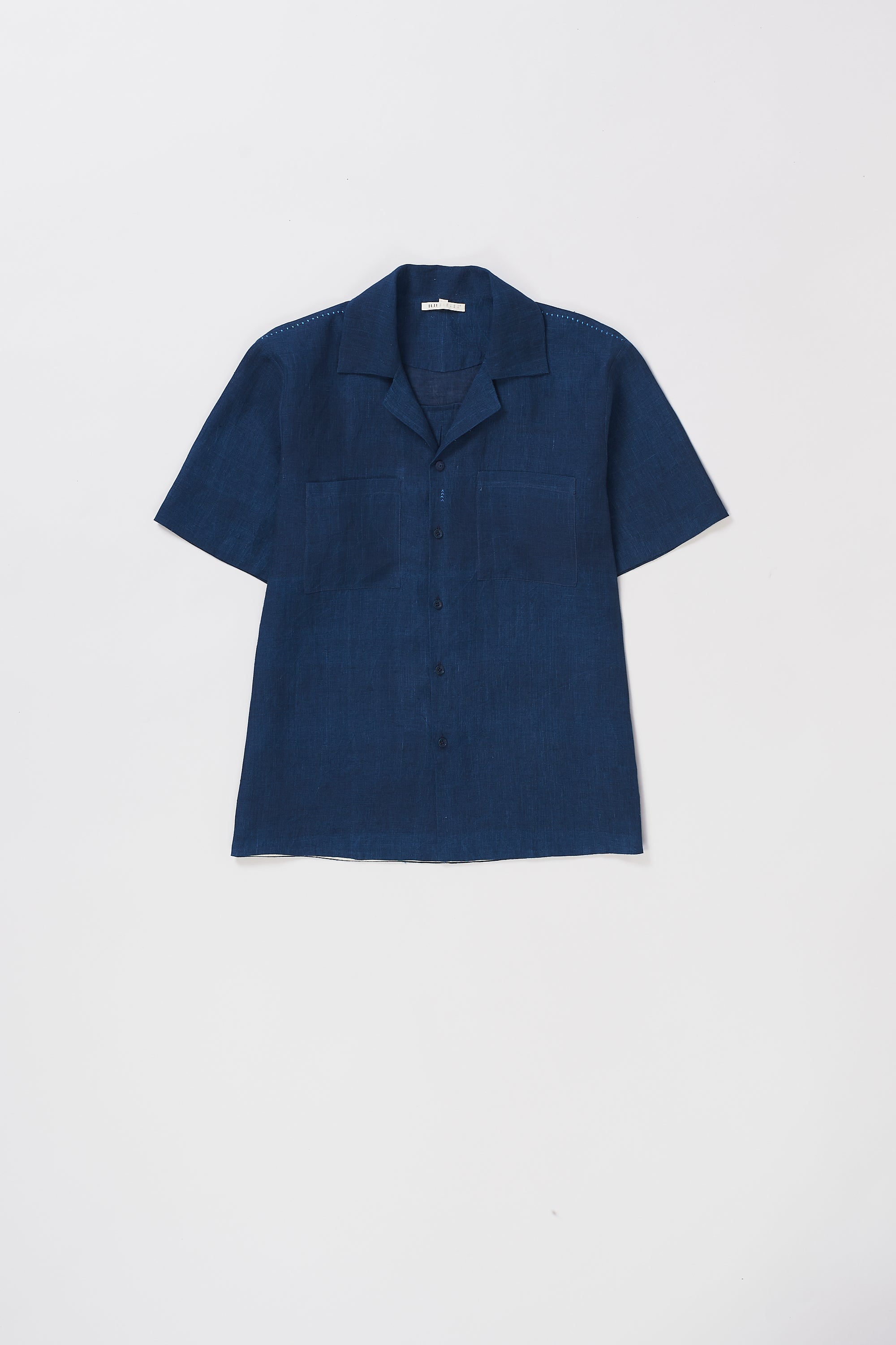 Indigo camp collar shirt