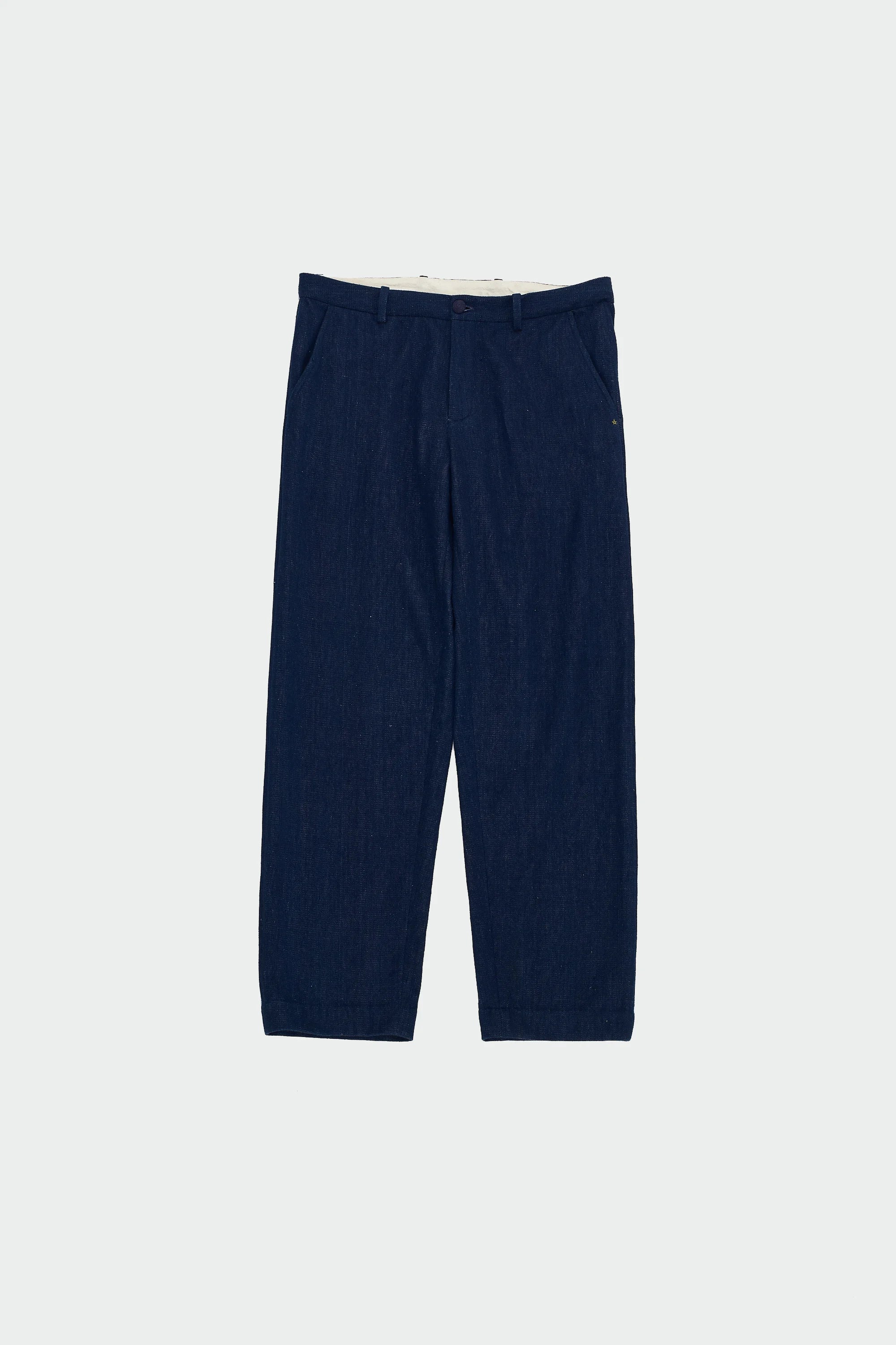 Front image of a indigo pant